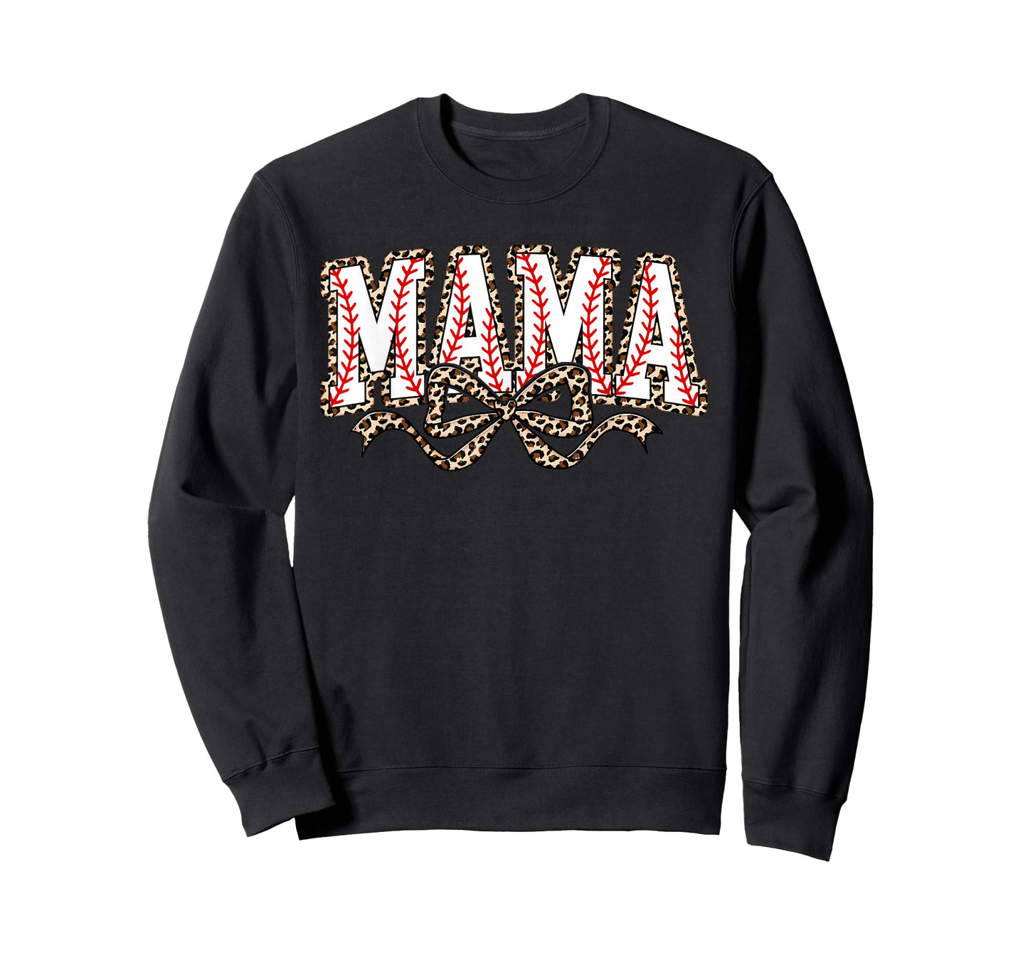 Leopard Baseball Mama Coquette Bow Funny Baseball Mom Mother T-Shirt