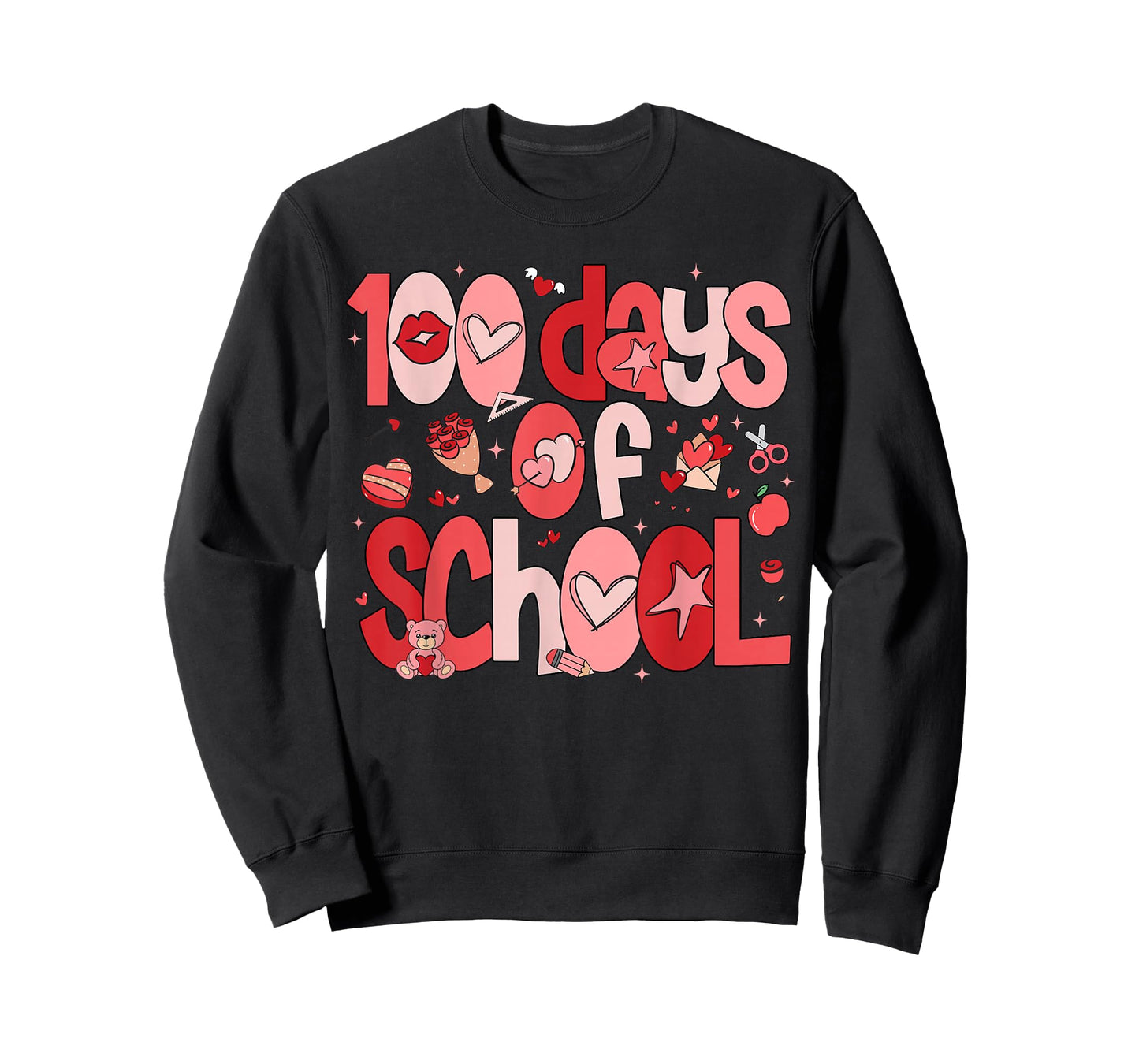 100 Days of School Valentine 100th Day of School Kids Girls T-Shirt