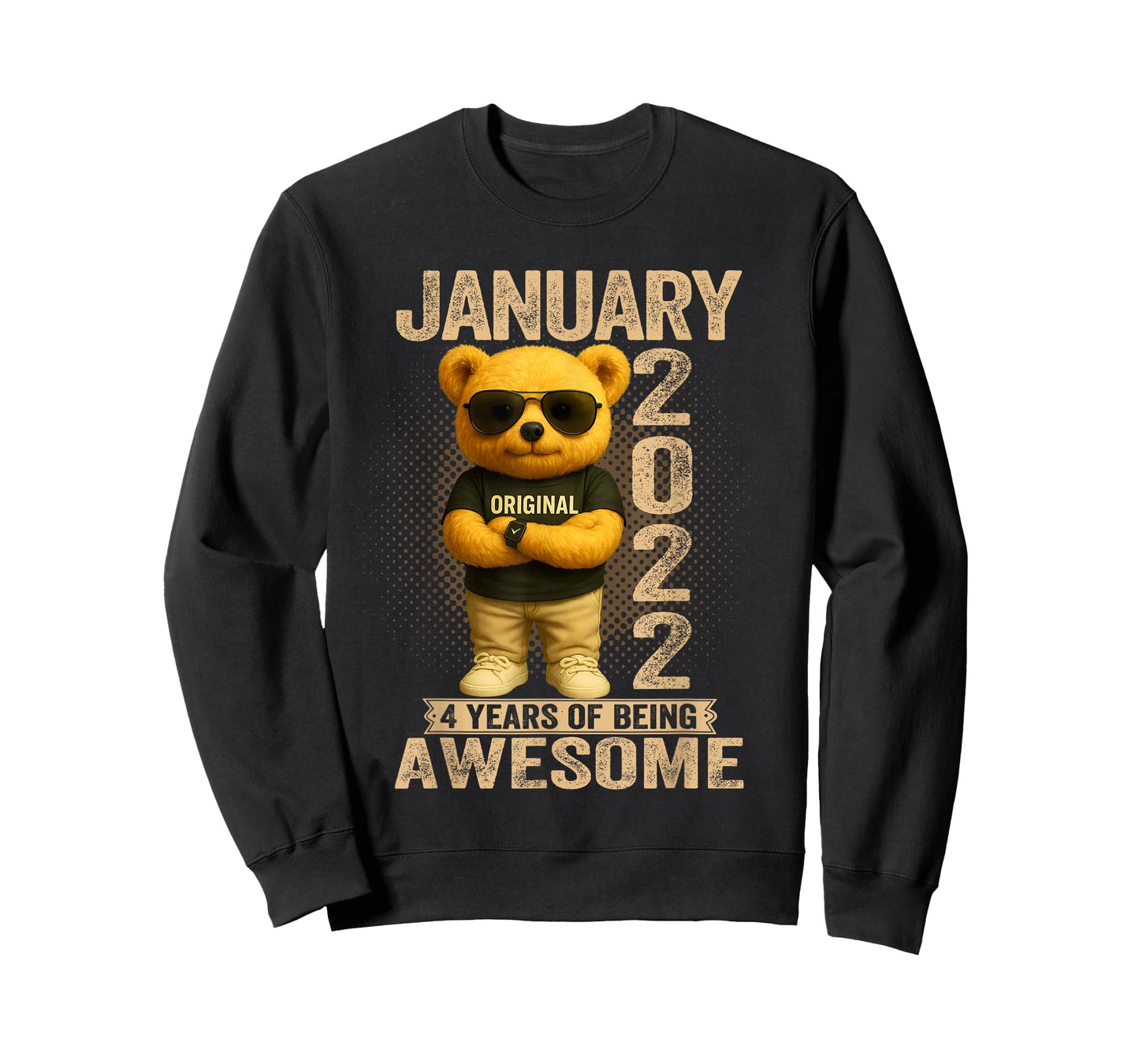 4 Year Old January 2022 Teddy Bear 4th Birthday Men Women T-Shirt