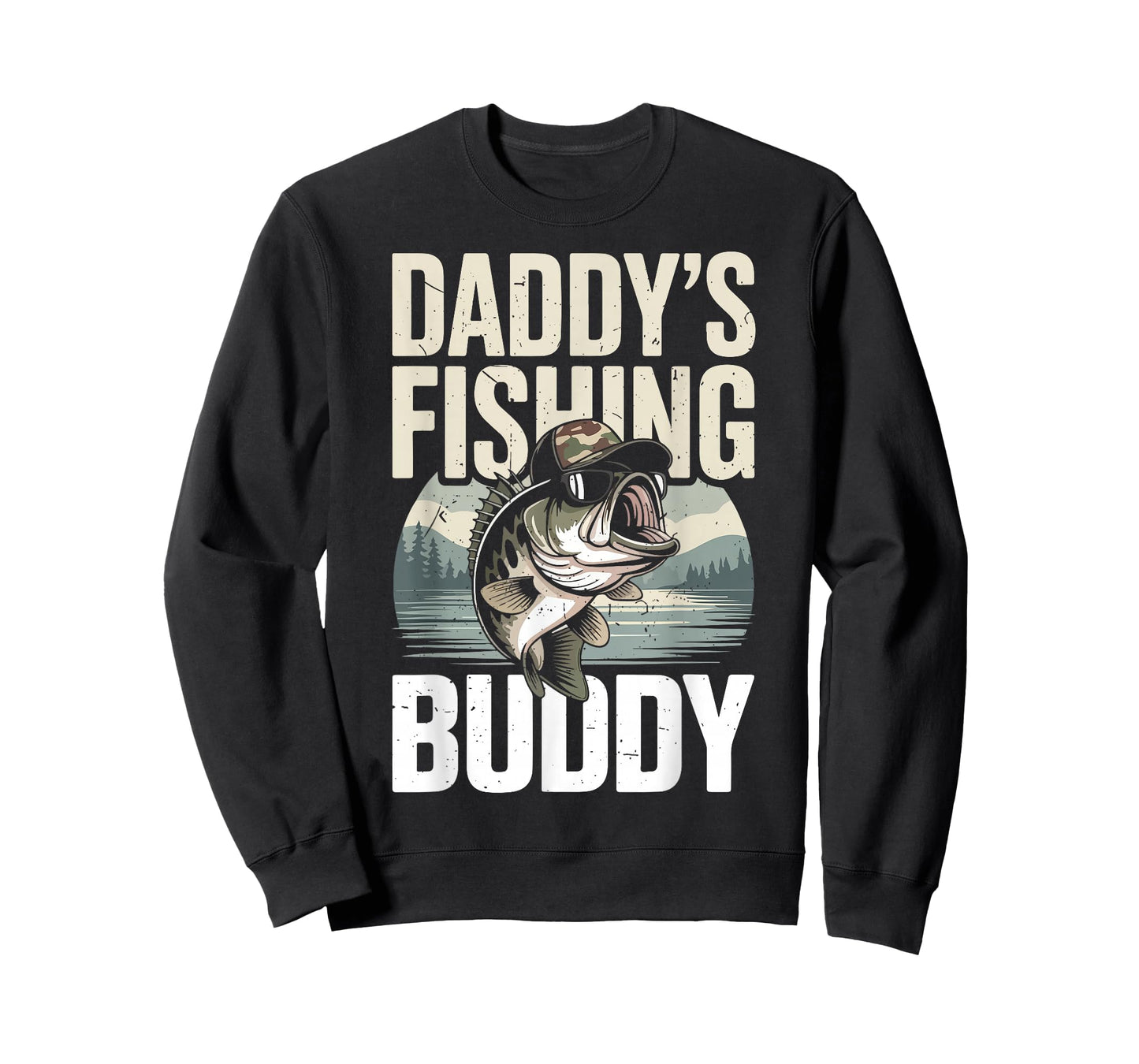 Youth Boy Fishing Camo Bass Fish Daddy's Fishing Buddy Kids T-Shirt