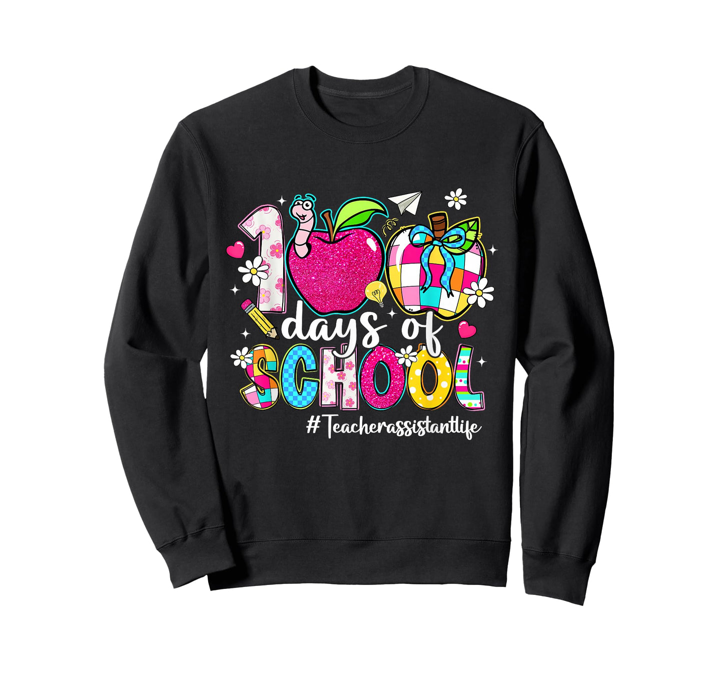 100 Days of School Apple Checkered Teacher Assistant Life T-Shirt