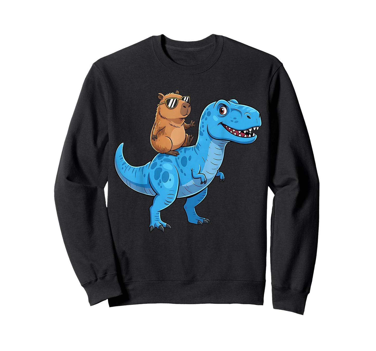 Funny Cute Capybara Riding Dinosaur T Rex Dino Boys Kids T-Shirt