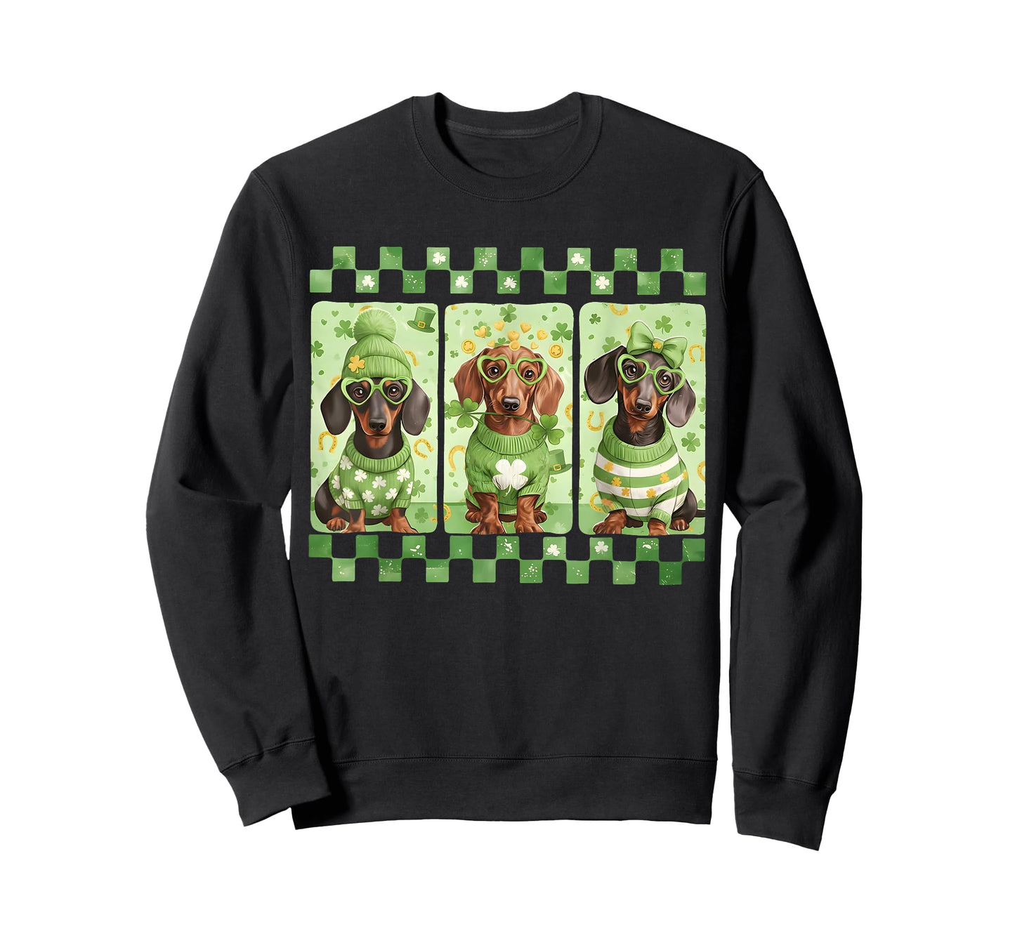 Preppy Lucky Dachshund Dog Irish Shamrock St Patricks Day T-Shirt