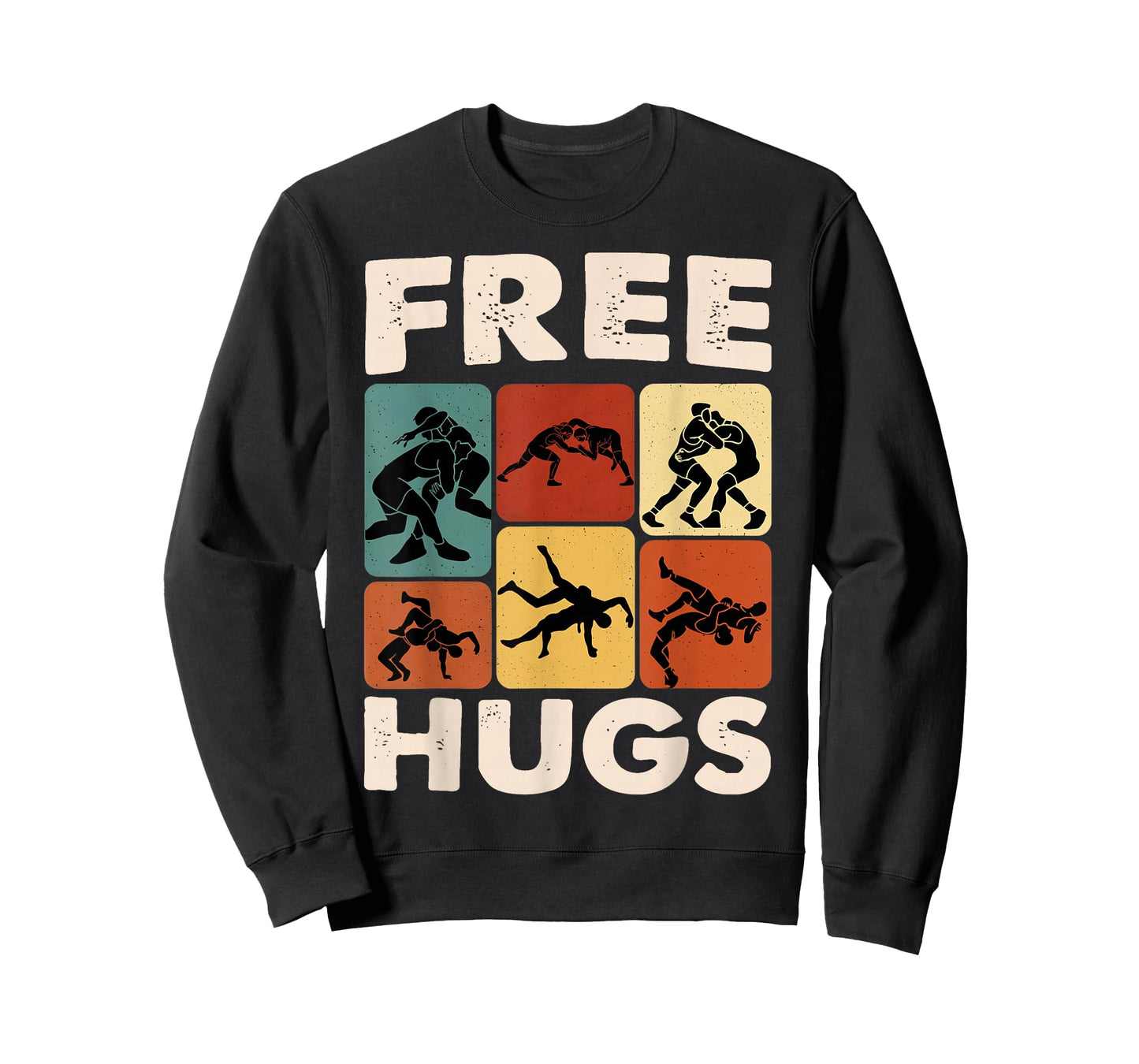 Retro Free Hugs Wrestling Graphic Gift for Men Women Kids T-Shirt