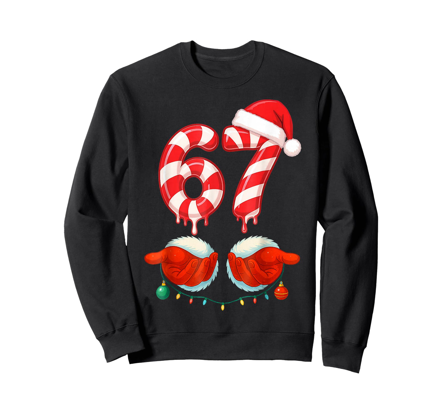 Funny Six Seven 67 Christmas Candy Cane T-Shirt