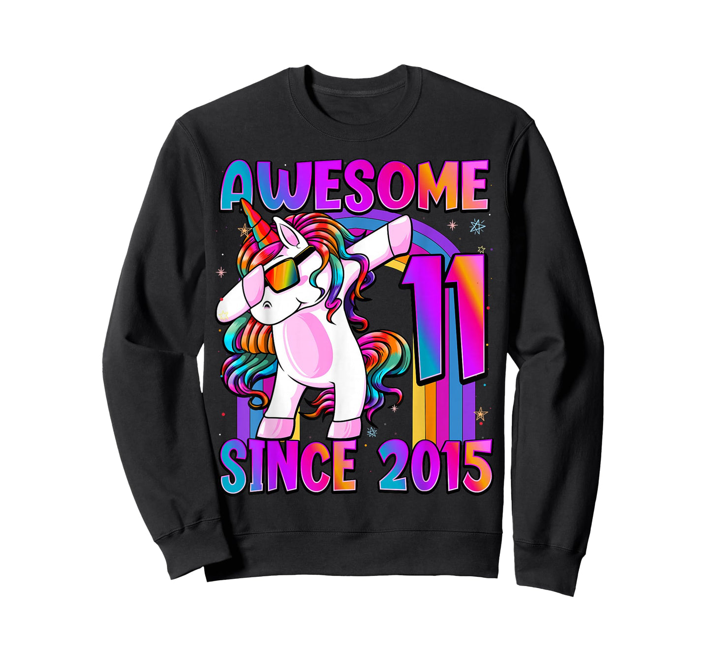 11 Year Old Girl Awesome Since 2015 Unicorn 11th Birthday T-Shirt