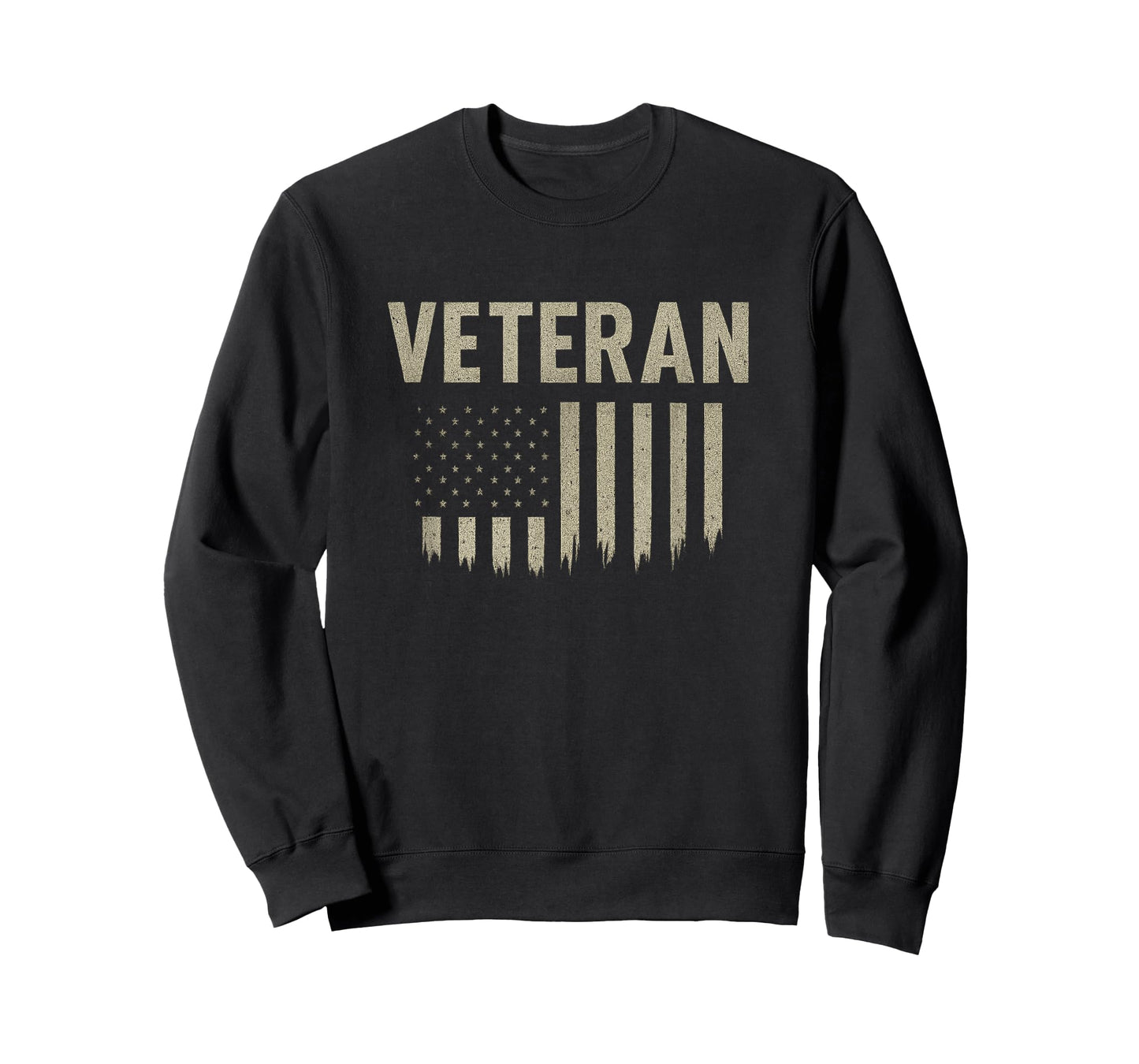 Veteran with Distressed USA Flag Printed on Back T-Shirt