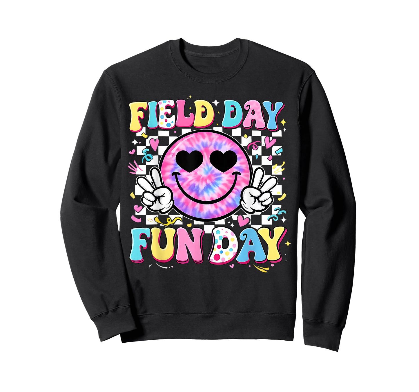 Field Day Fun Day Tie Dye Smile Face Field Trip Teacher Kid T-Shirt