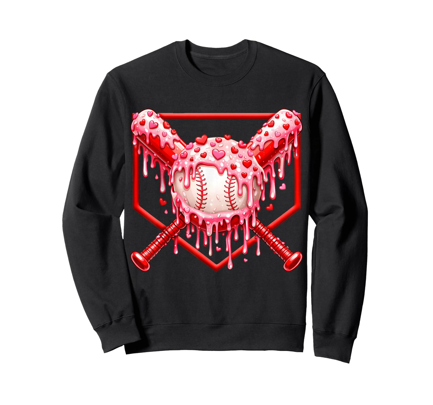 Valentines Day Baseball Boys Ice Cream Drip Heart Youth Kids T-Shirt