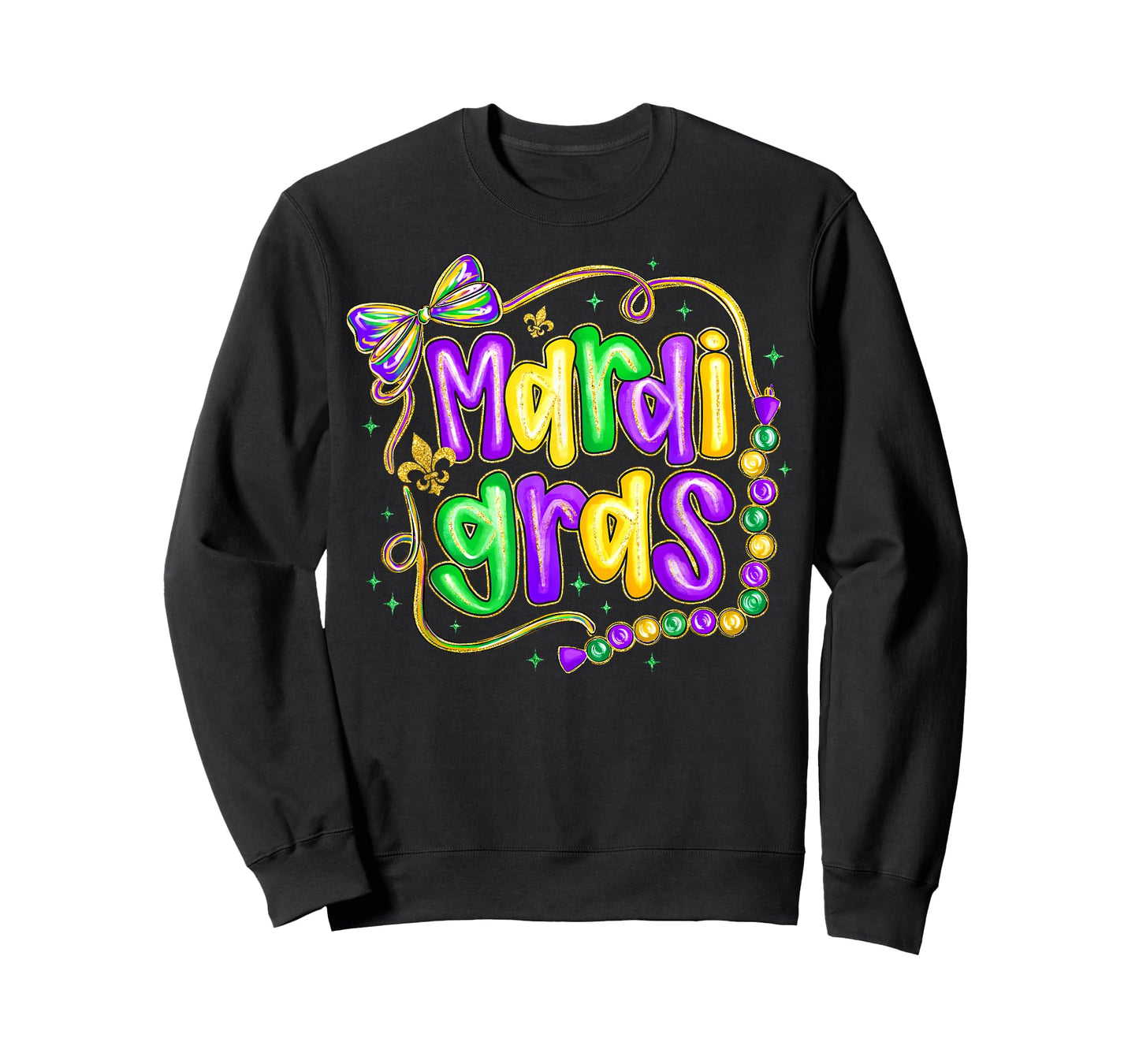 Preppy Mardi Gras Fleur De Lis Coquette Bow Women Girls T-Shirt