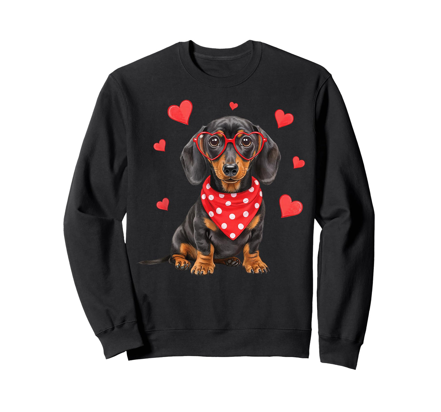 Dachshund Dog Valentines Day Cute Heart Glasses Dog Lovers T-Shirt