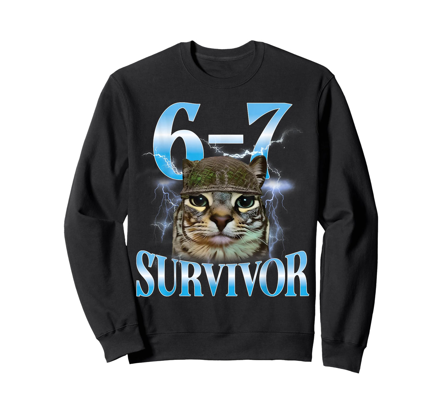 Funny Saying 67 Cats Tummy Ache Survivor Cat Meme Six Seven T-Shirt