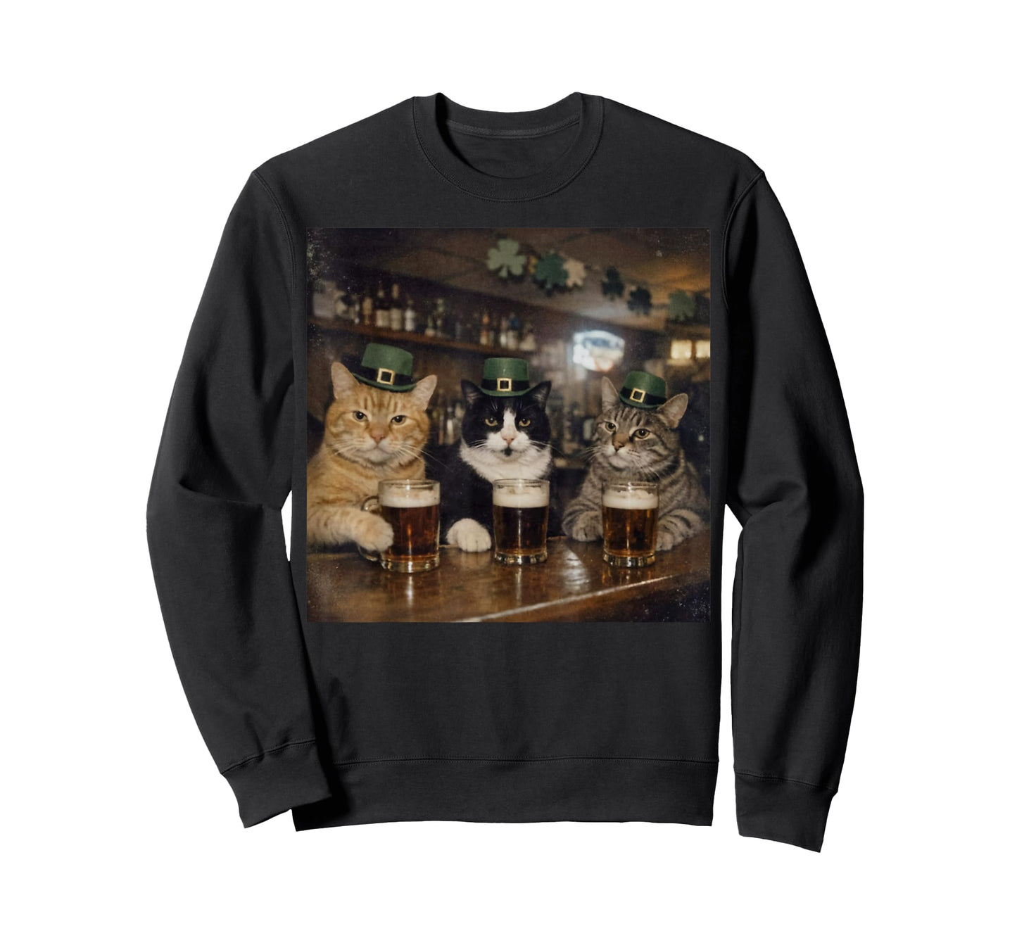 St Patricks Catricks Day Funny Cats Drinking Beer Women Men T-Shirt