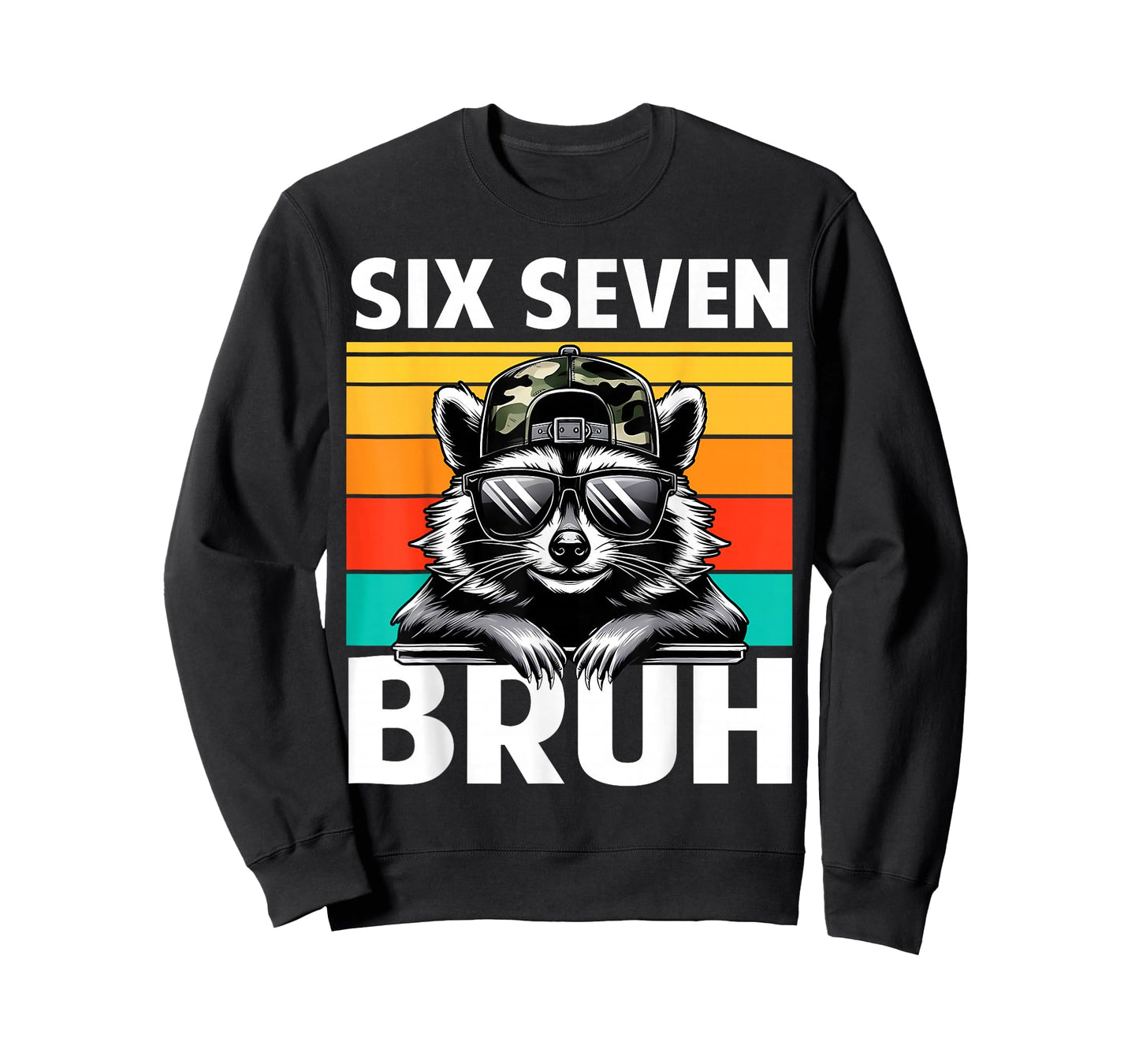 Funny 67 Meme Boys Kids Camo Hat Six Seven Bruh Raccoon T-Shirt