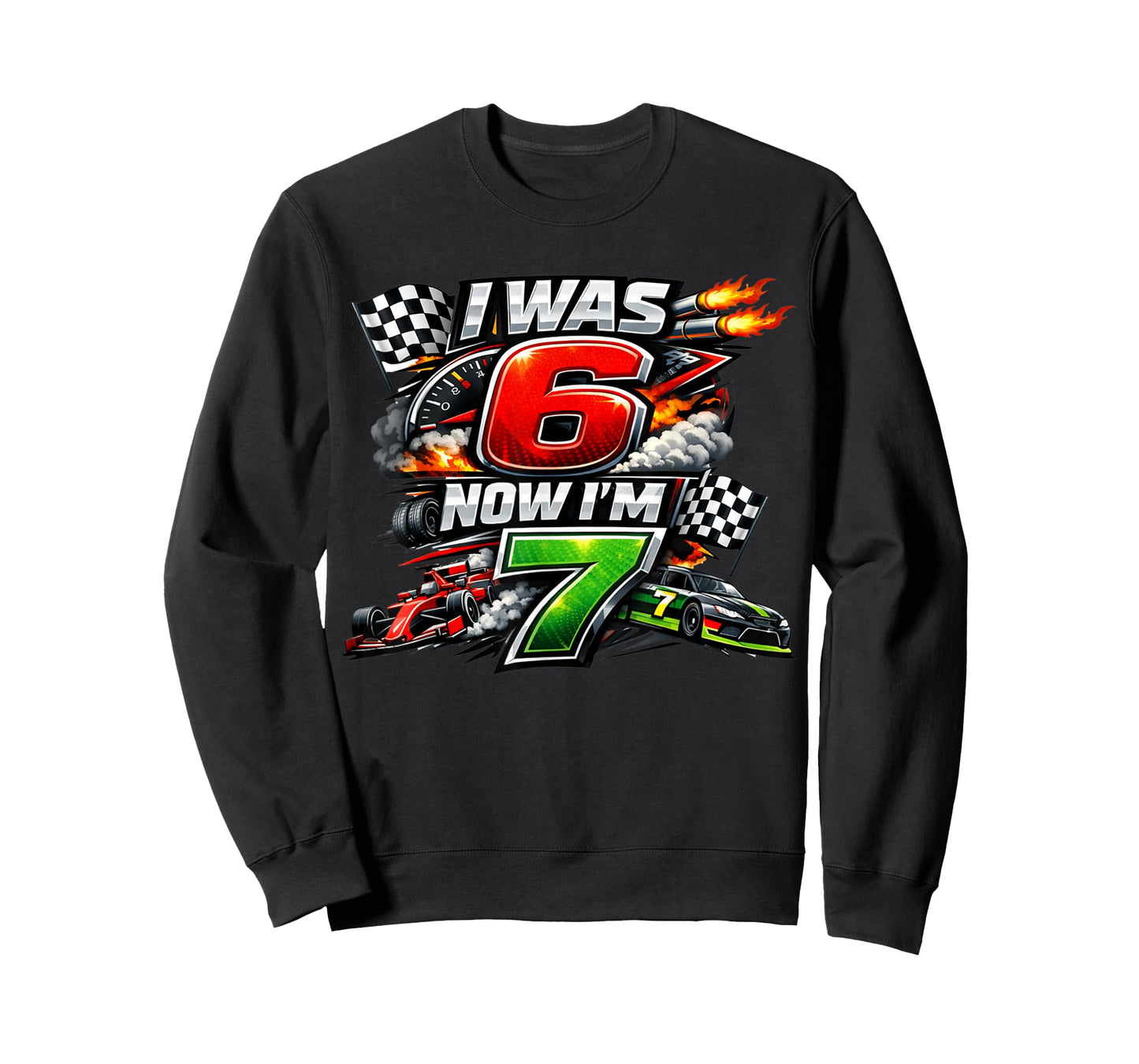 I was 6 Now I'm 7 Race Car Racing 67 Meme Boys Kids Birthday T-Shirt