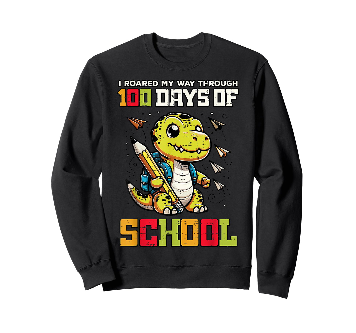 Roared My Way 100 Days of School Dino 100th Day Trex Kids T-Shirt