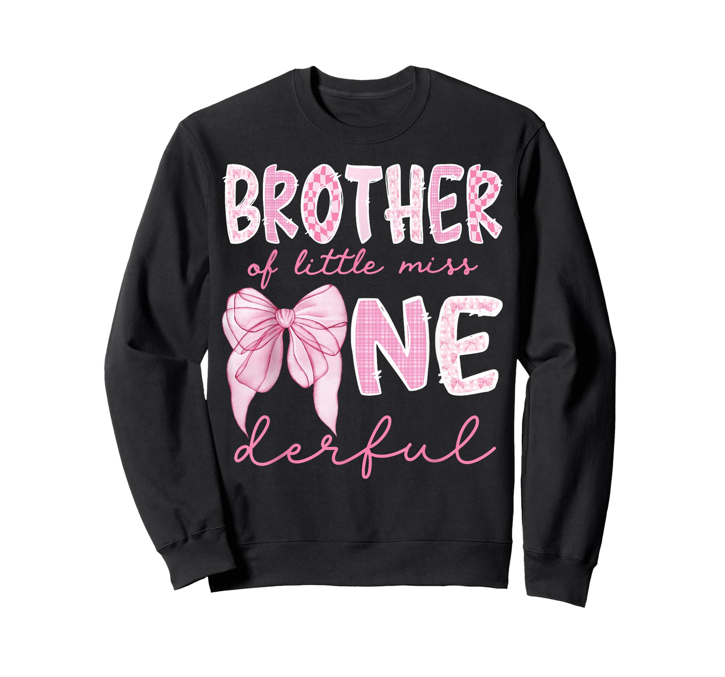 Brother of Little Miss Onederful First Birthday Girl Bow T-Shirt