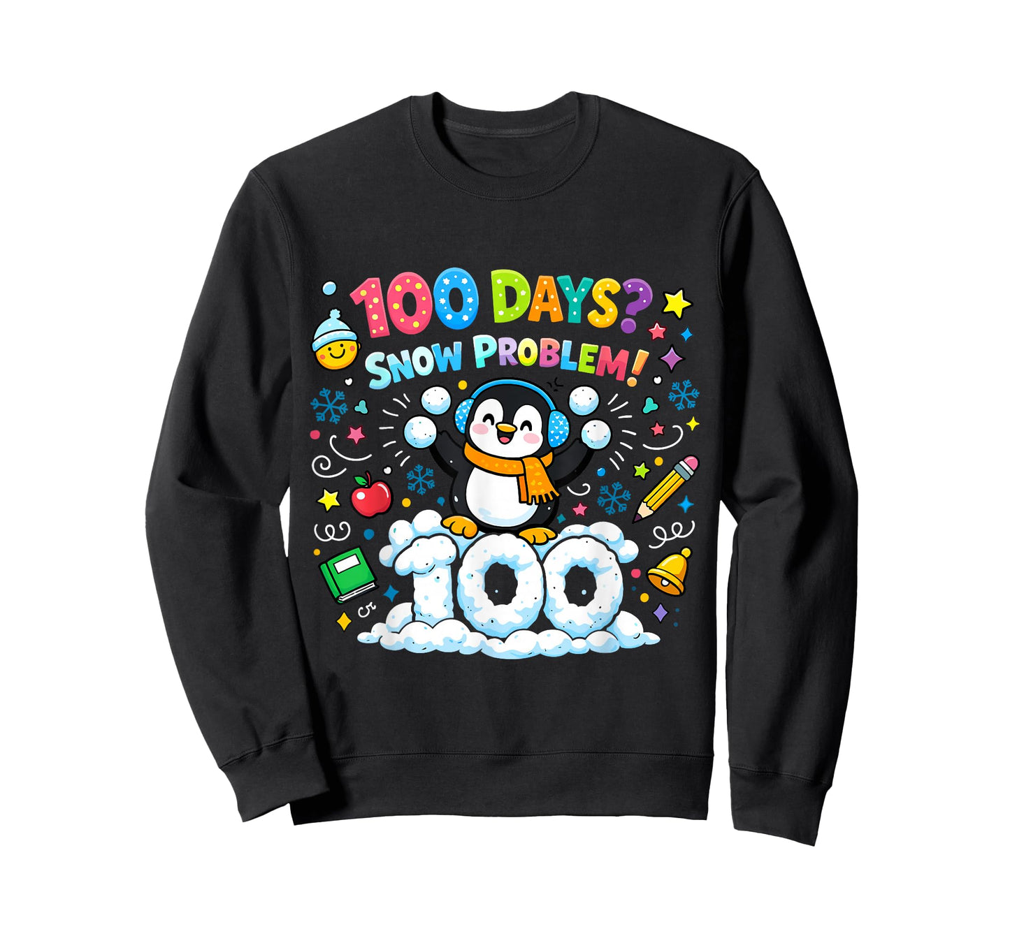 Funny 100 Days of School Snow Problem Cute Penguin Snowball T-Shirt