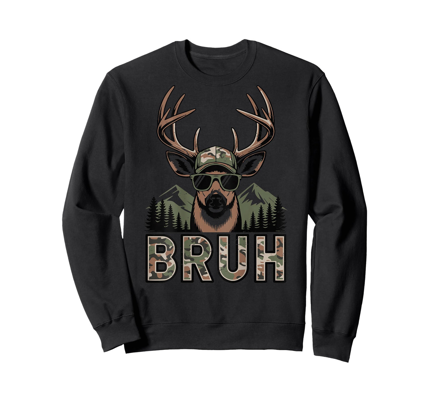 Bruh Camo Deer Hunting Camouflage Elk Buck Funny Youth Boys T-Shirt