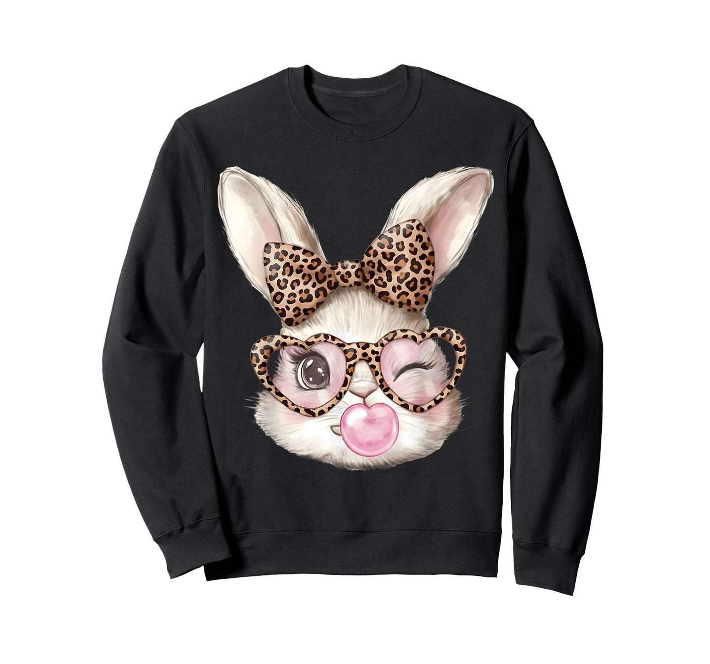 Easter Bunny Cute Glasses Leopard Bunny Rabbit Easter Girls T-Shirt
