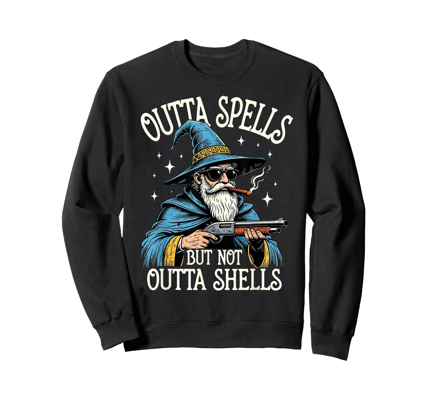 Fantasy Wizard Meme Outta Spells But Not Outta Shells Funny T-Shirt
