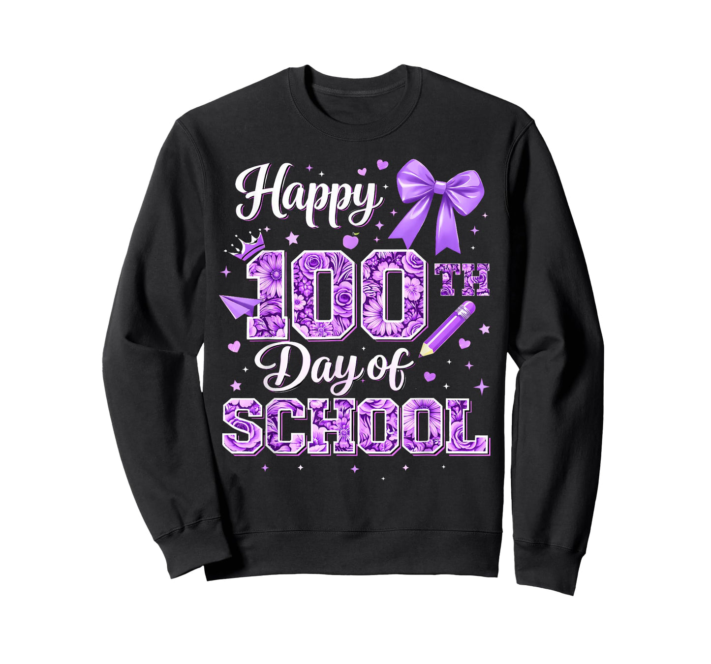 100 Days of School Happy 100th Day Coquette Bow Flower T-Shirt