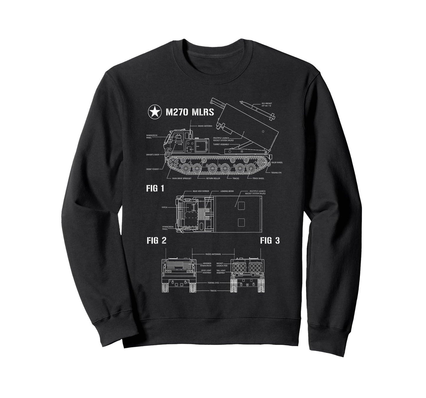 M270 Multiple Launch Rocket System MLRS Blueprint T-Shirt