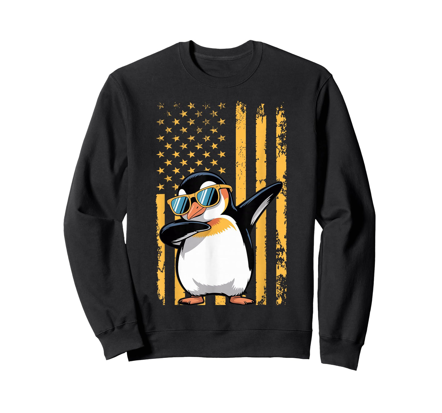 Graphic Penguin Retro American Flag Funny Penguin Lovers T-Shirt