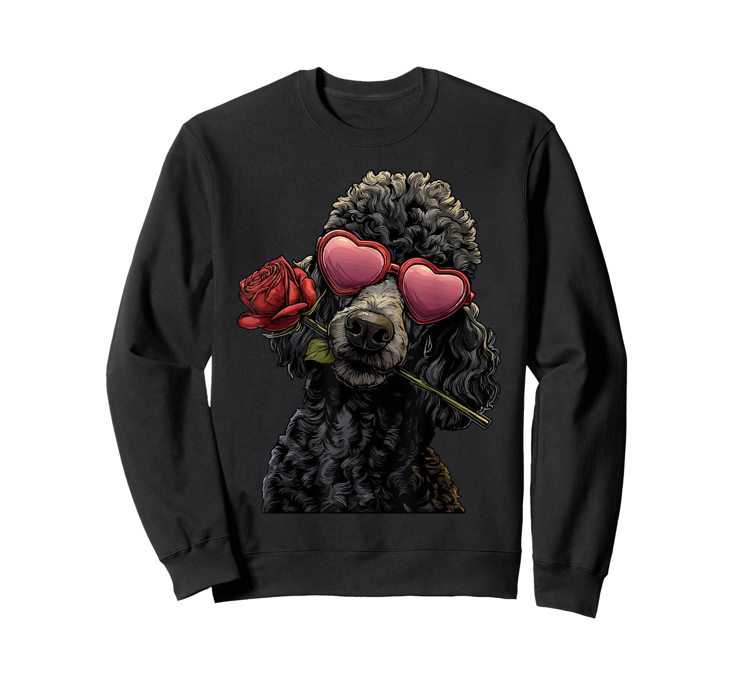 Cute Poodle with Heart Glasses Rose Valentine's Day Dog T-Shirt