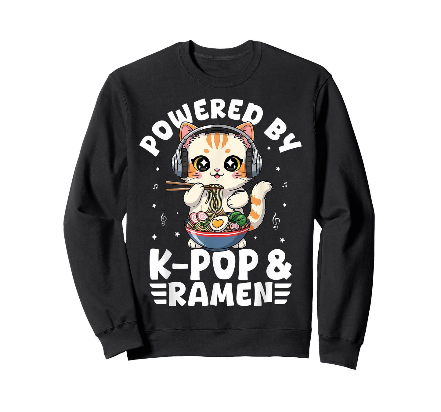 Kawaii Powered by K-Pop and Ramen Cute Kpop Cat Music T-Shirt