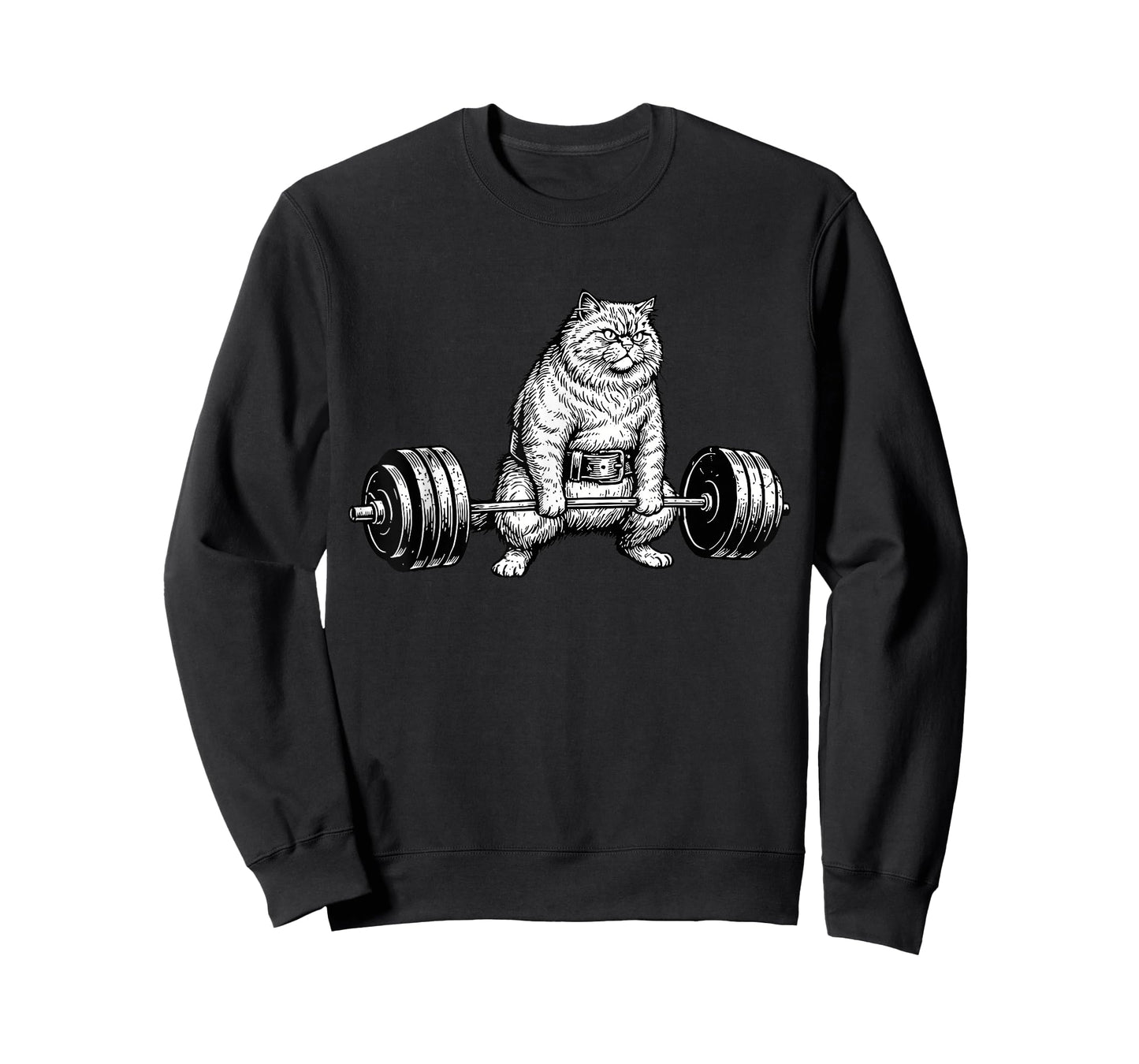 Retro Cat Deadlift Powerlifting Funny Gym Weight Lifting T-Shirt