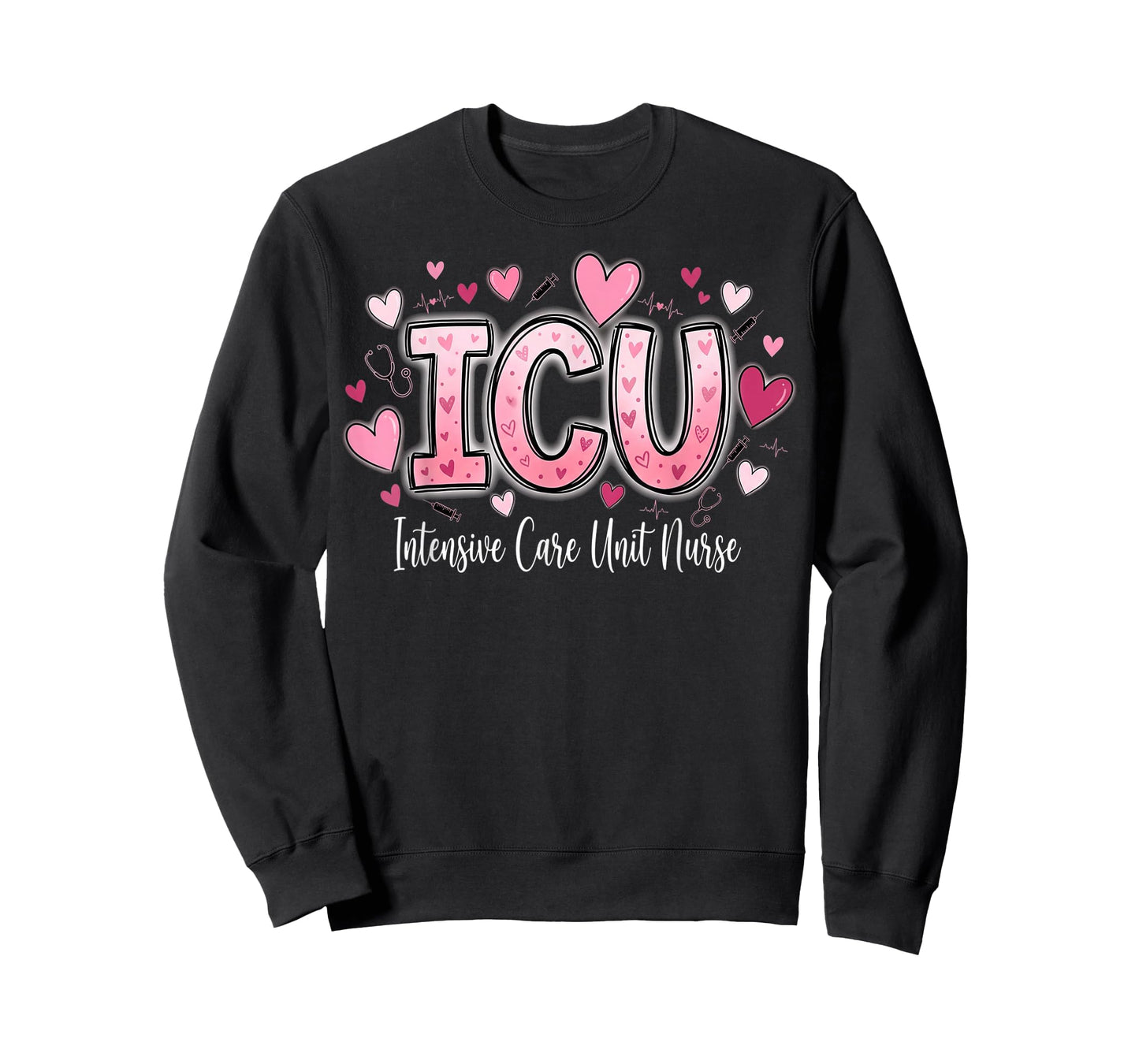 Cute Hearts ICU Valentine Nurse Valentines Day Shirt Nurses T-Shirt