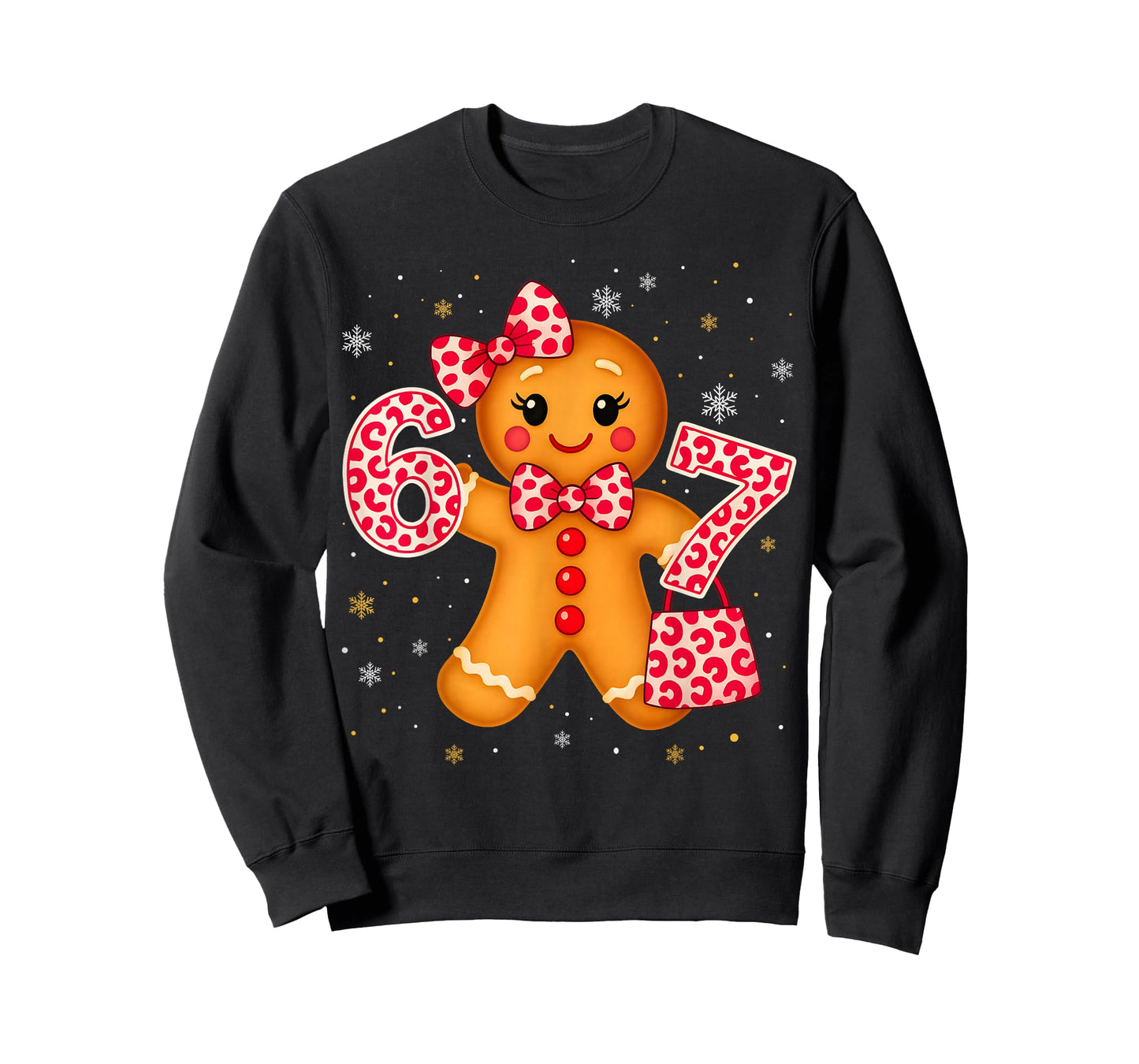 Cute 6 7 Christmas Leopard Bow Gingerbread Girls Womens T-Shirt