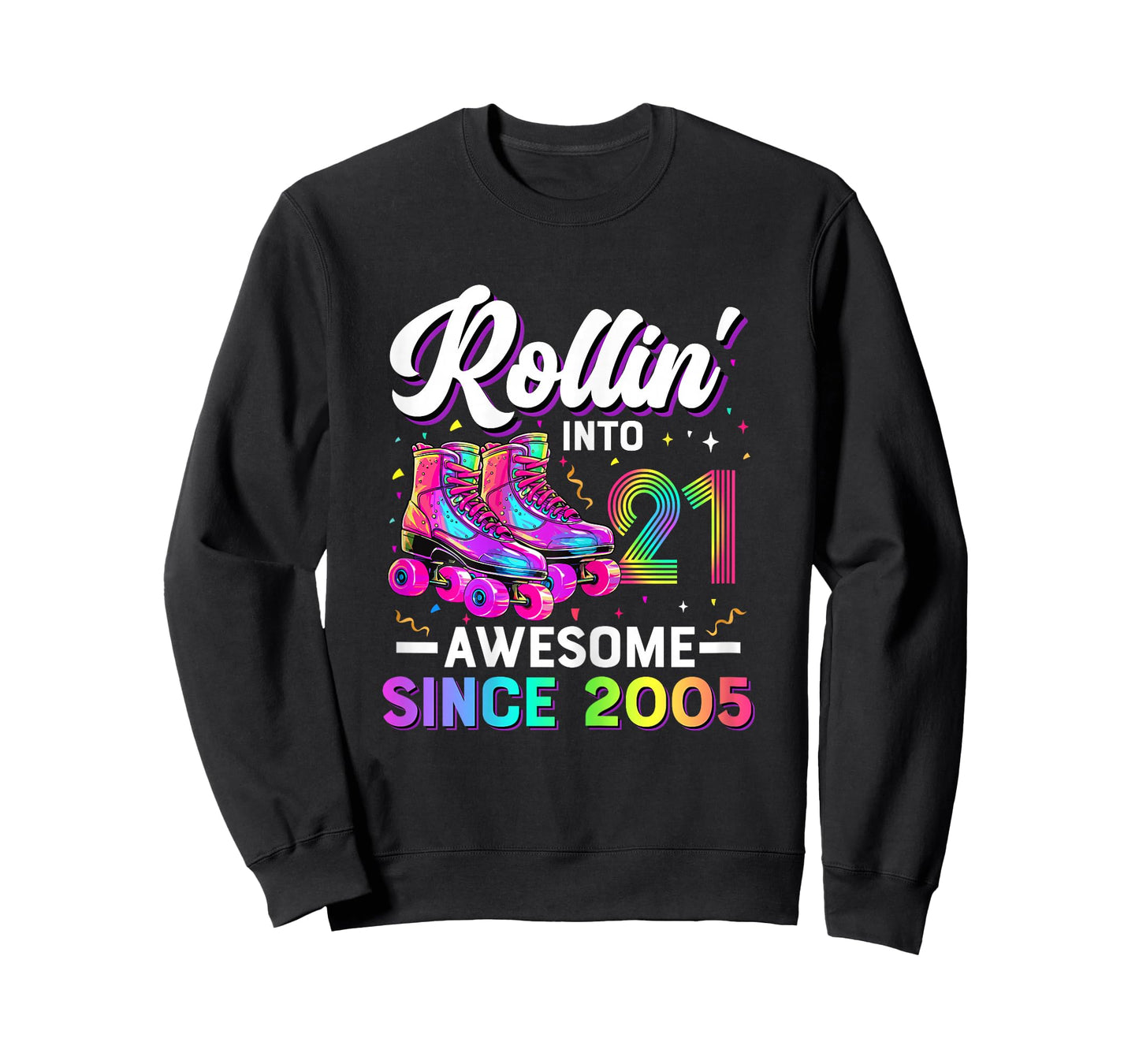21st Birthday Shirt Girl 21 Year Old Roller Skate Skating T-Shirt