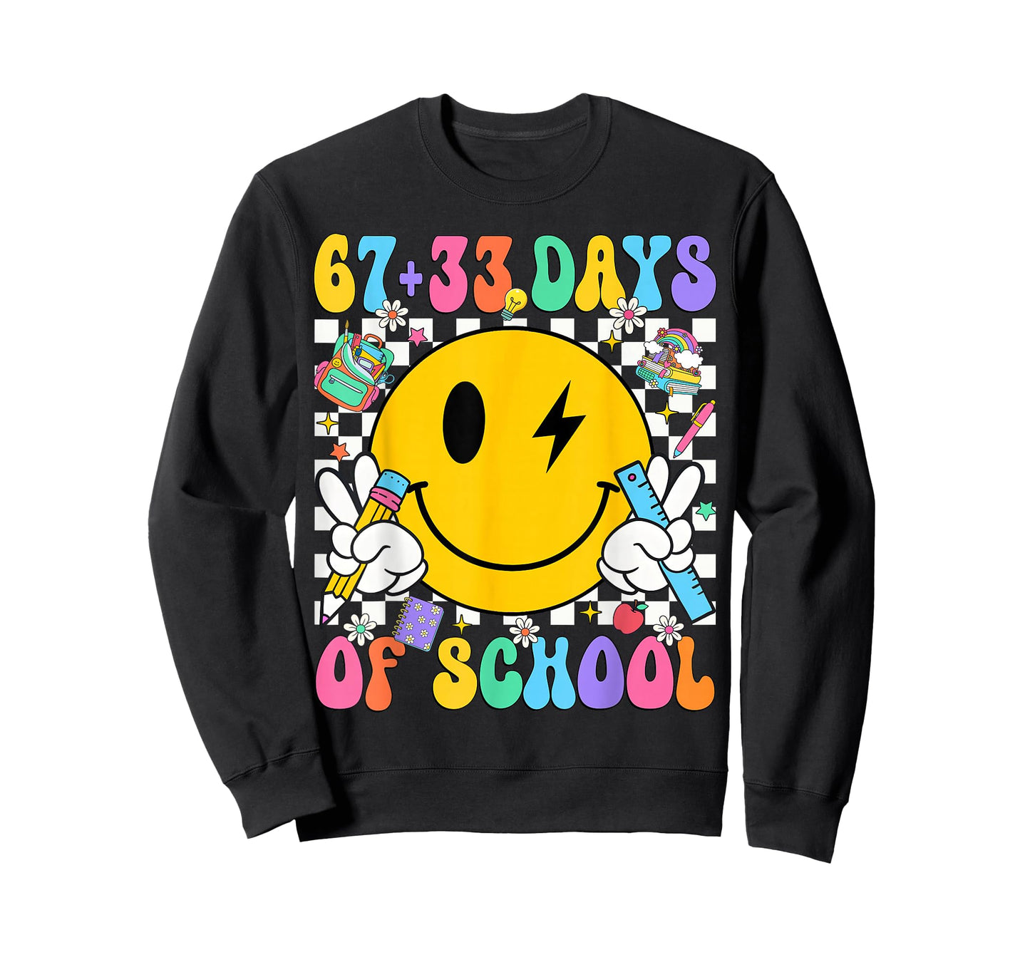 67 33 Days of School Vibes Smile Face 100 Days of School Kid T-Shirt