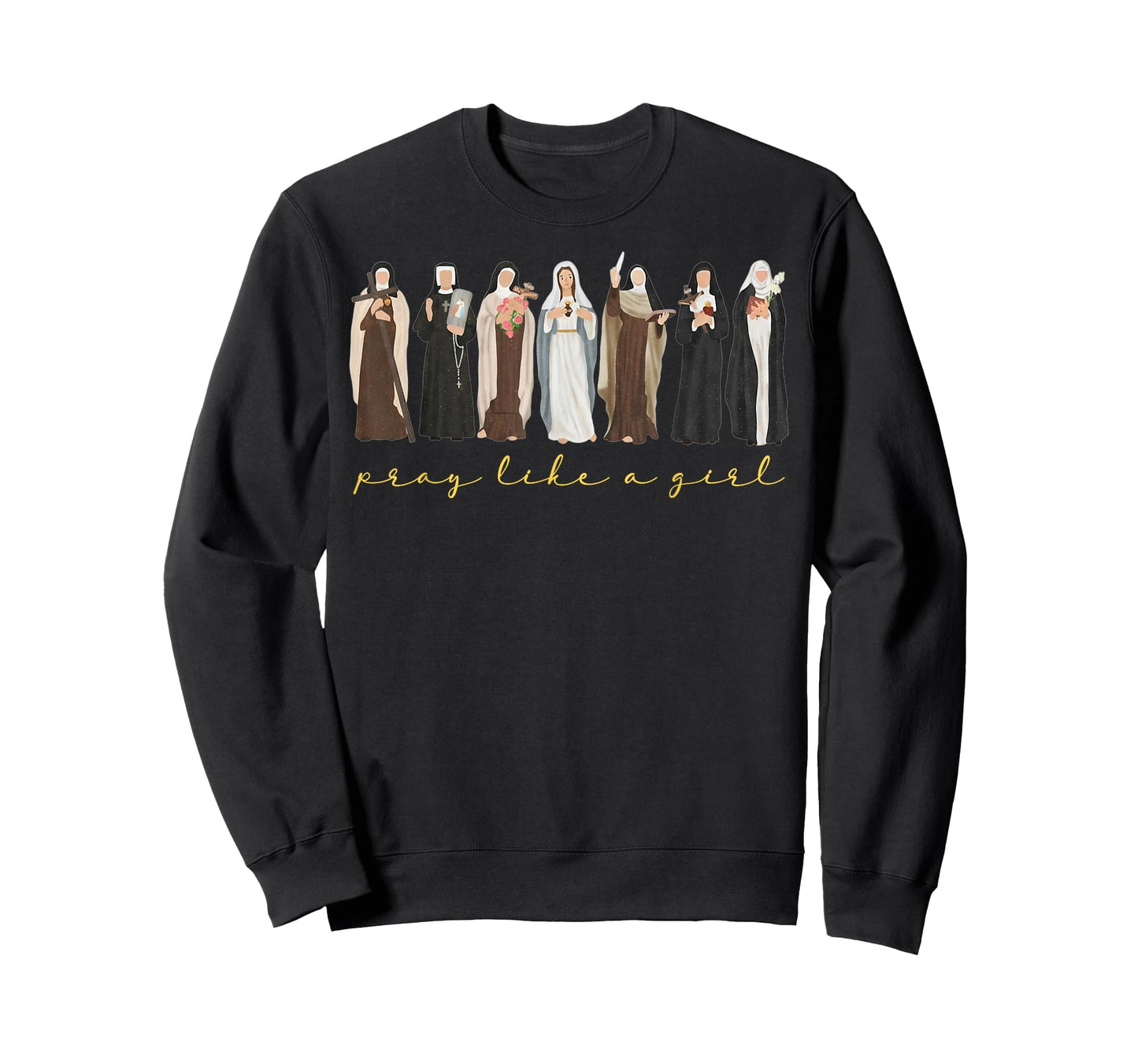 Catholic Saint Pray Like A Girl Women Religious Christian T-Shirt