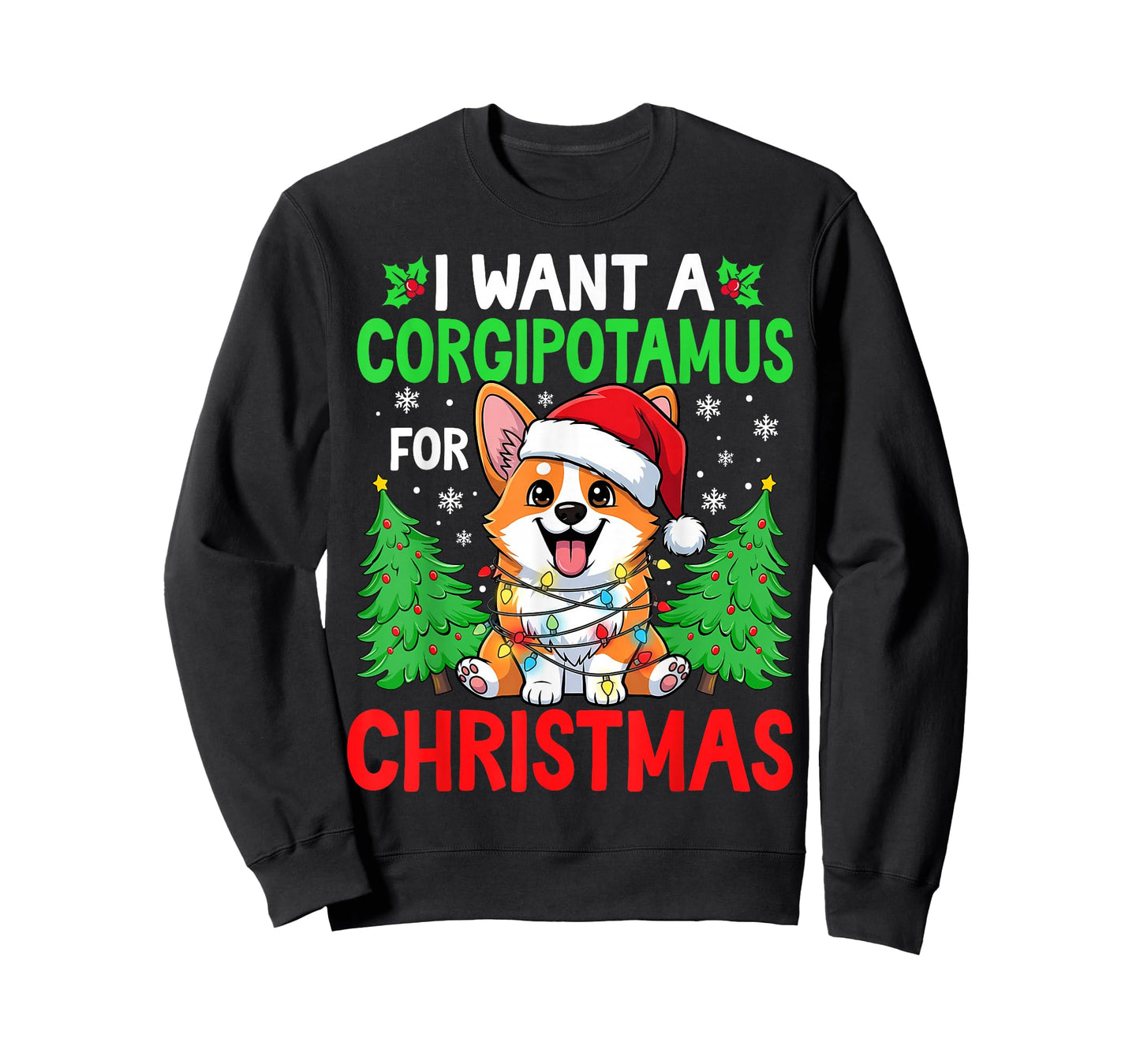 Funny I Want A Corgipotamus for Christmas Hippo Corgi Xmas T-Shirt