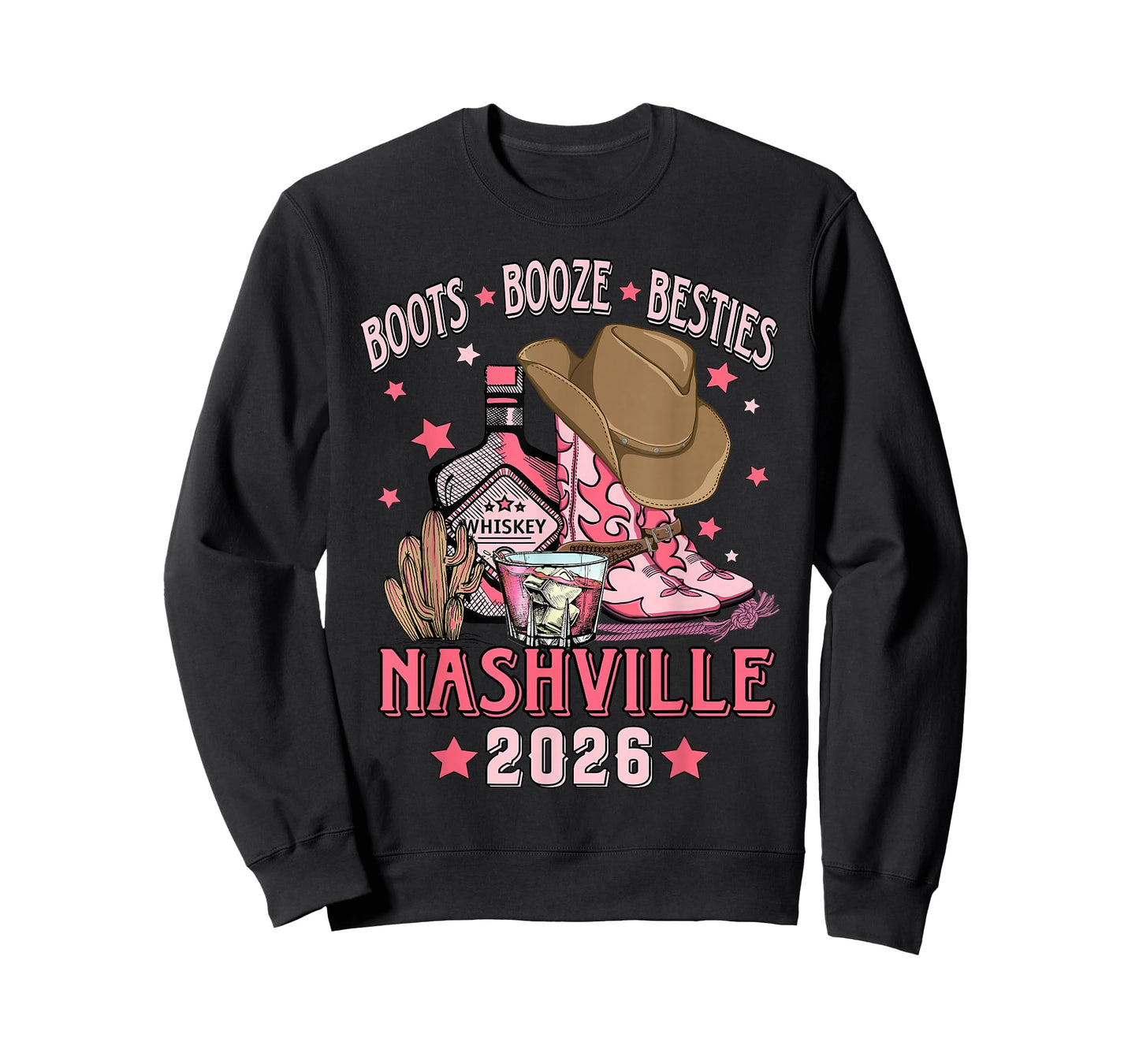 Boots Booze Besties Drinking Nashville Girls Trip 2026 T-Shirt