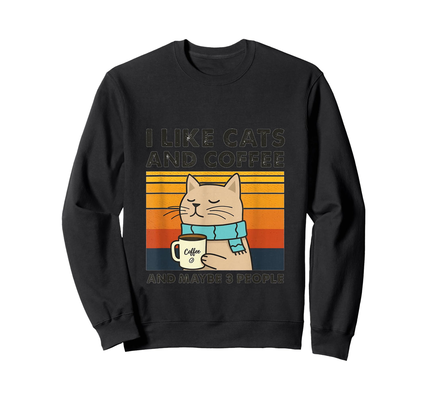 I Like Cats and Coffee and Maybe 3 People Retro Cat Art T-Shirt