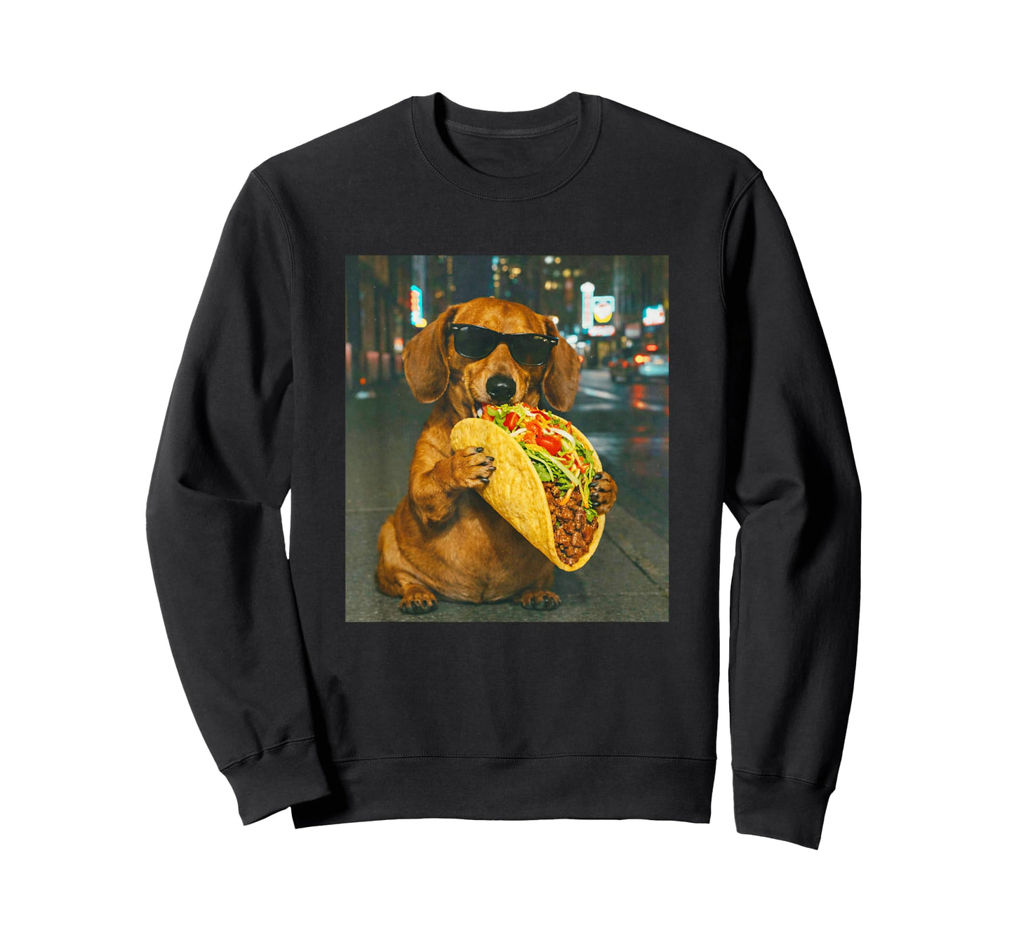 Funny Dachshund Dog Eating Taco Meme Retro T-Shirt
