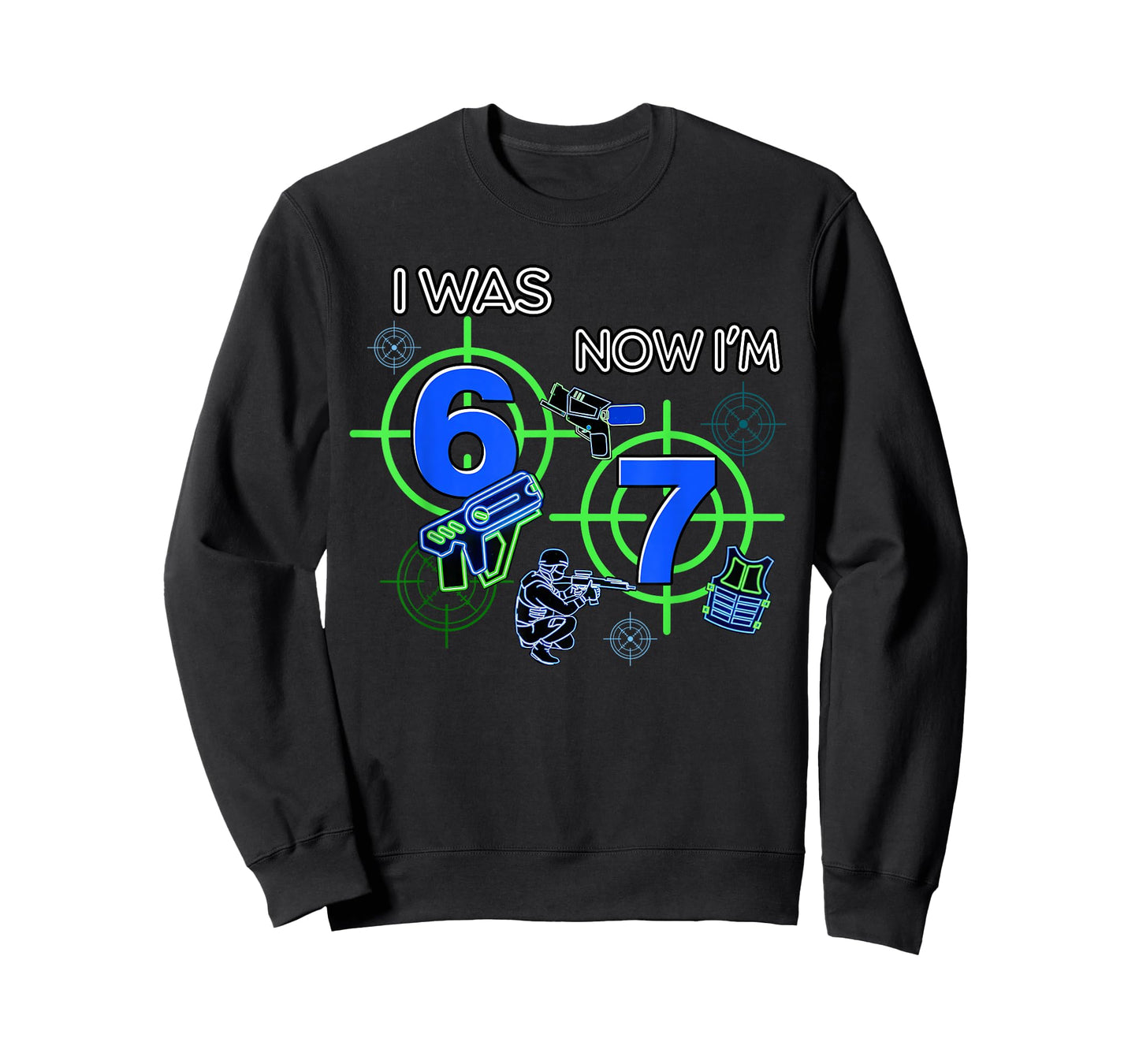 I was 6 Now I'm 7 Funny 67 Six Seven Meme Laser Tag Birthday T-Shirt