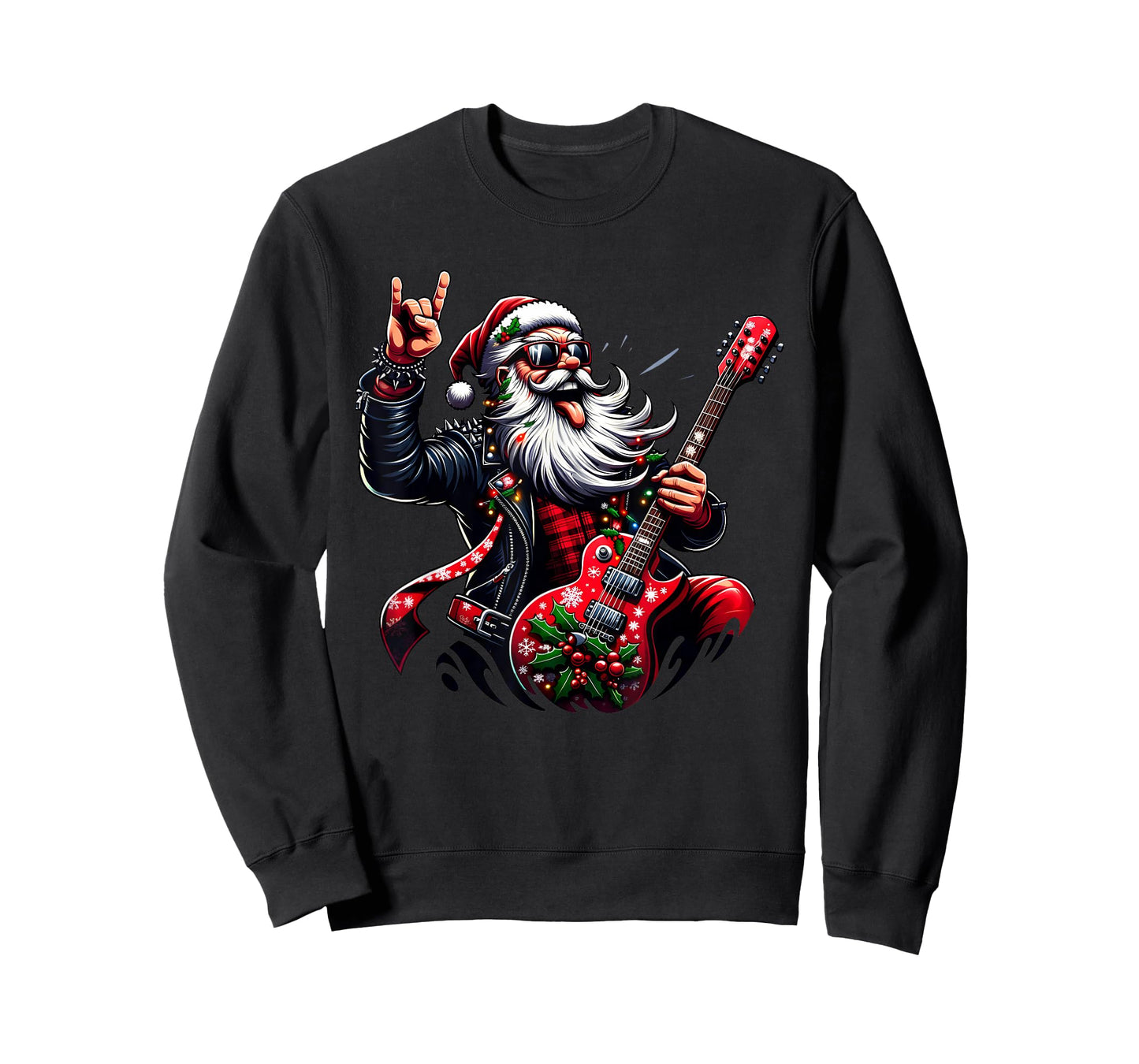 Sleigher Vintage Santa Guitar Rock On Christmas Xmas Men T-Shirt