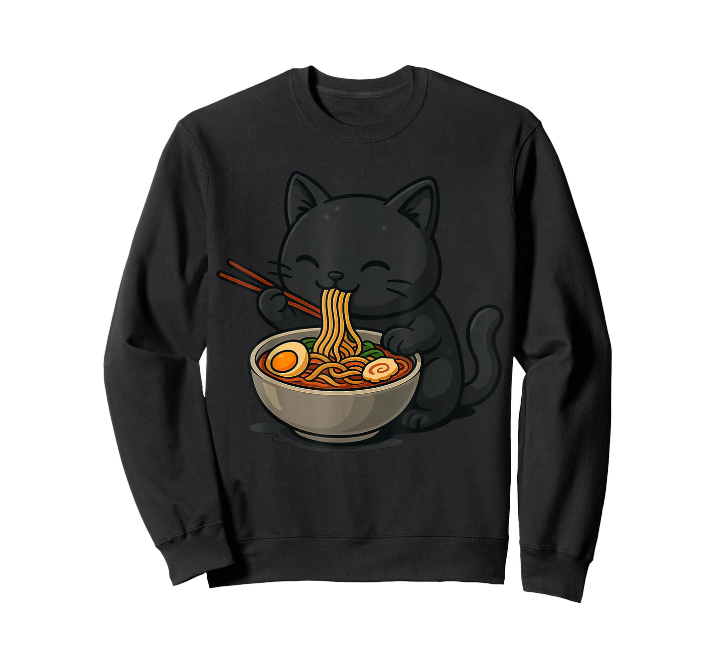 Cute Black Cat Eating Ramen T-Shirt