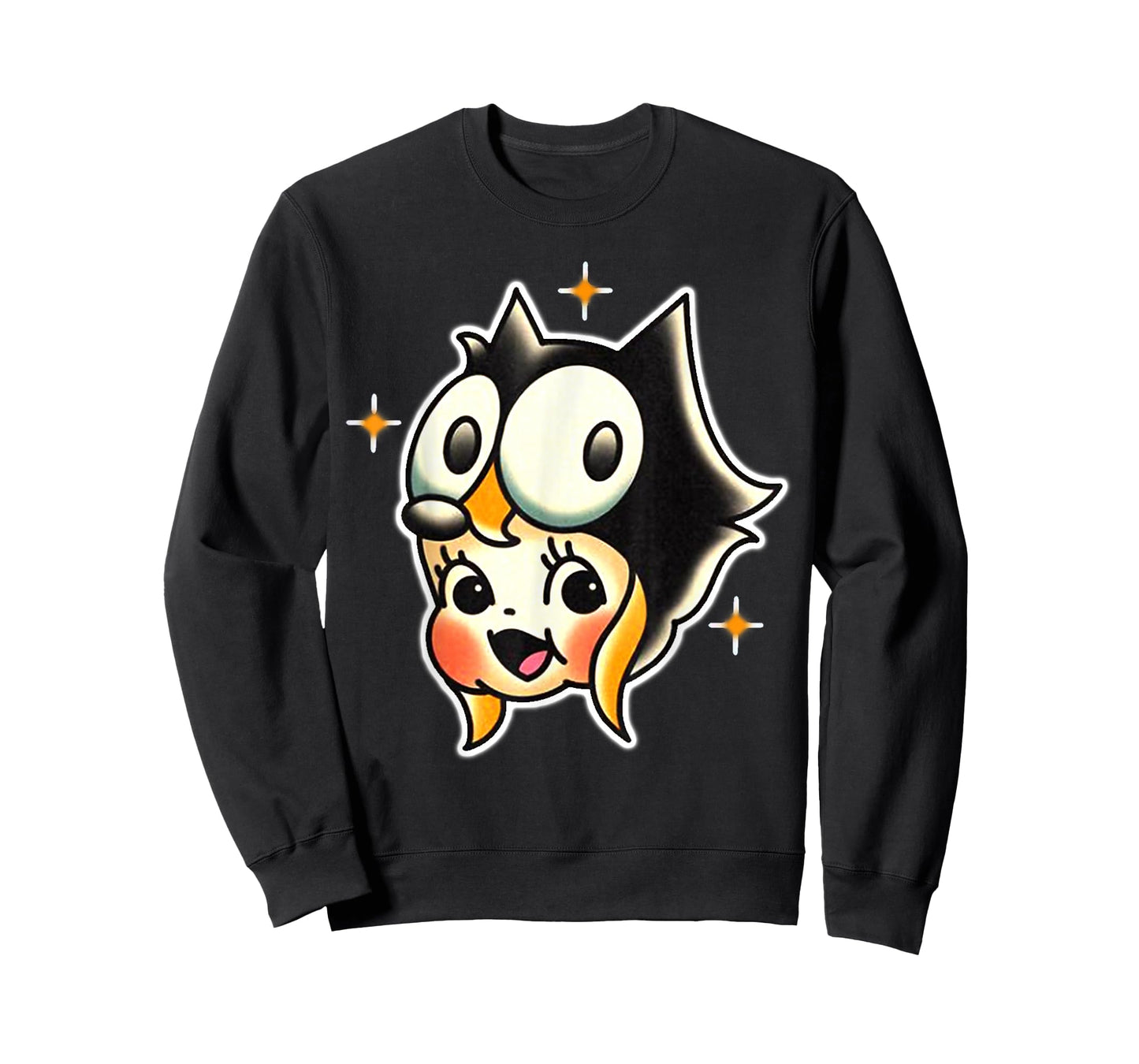 Kewpie Baby Felix Cat Tattoo Flash T-Shirt