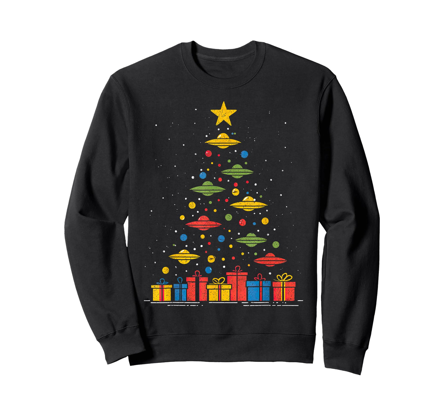 Funny UFO Christmas Tree Graphic Uap Alien Flying Saucers T-Shirt
