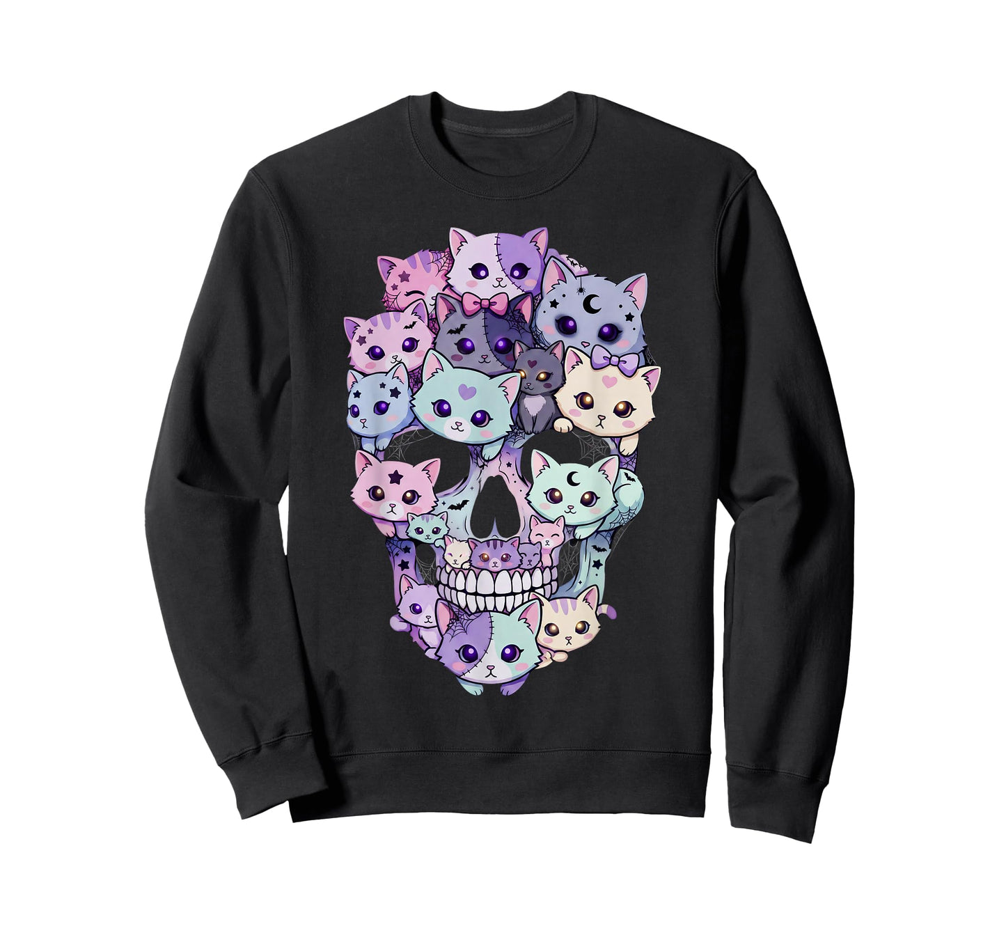 Creepy Cute Cat Skull Halloween Aesthetic Kawaii Kitty T-Shirt