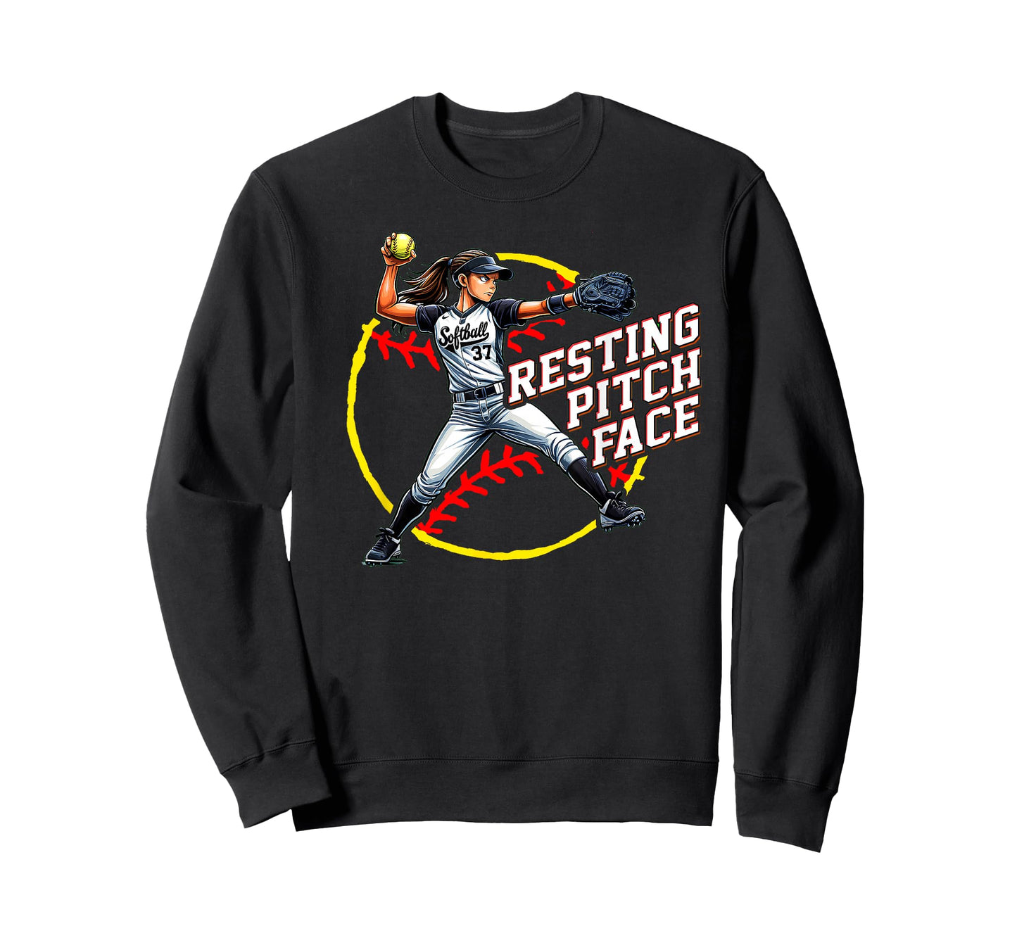 Softball Resting Pitch Face Sassy Girls Softball Humor T-Shirt