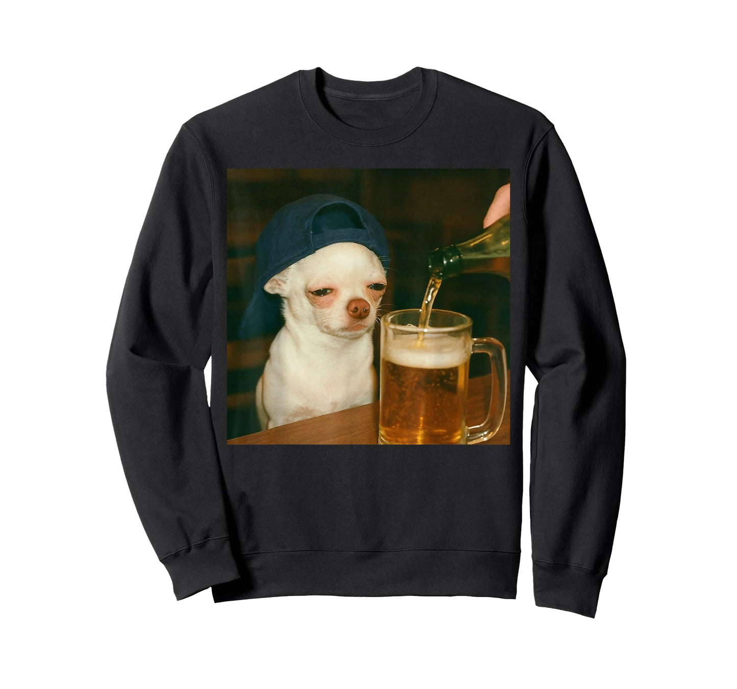 Funny Chihuahua Beer Meme Dog Reaction Humor Funny Dog Meme T-Shirt