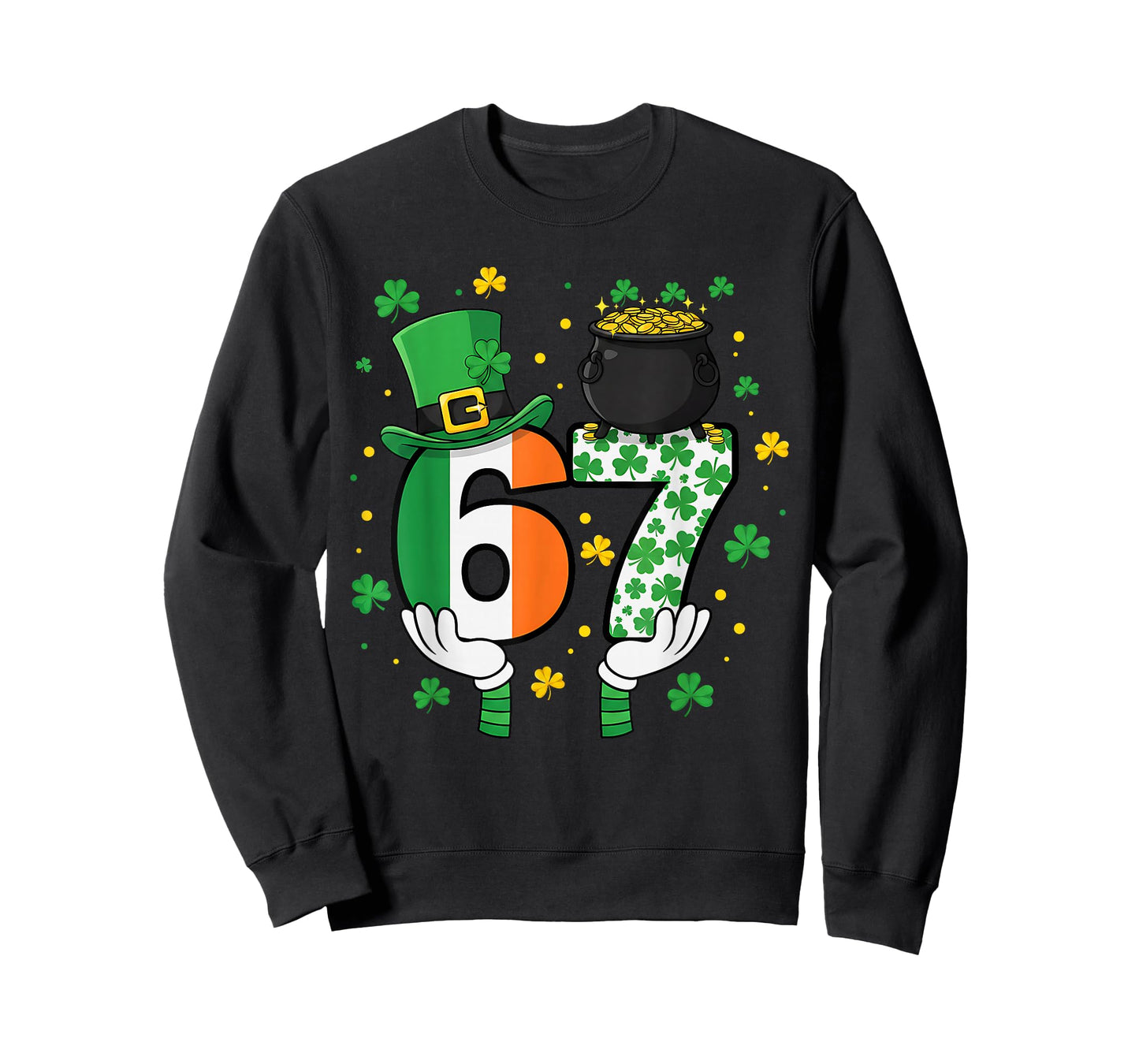 Six Seven Meme 67 St Patrick's Day Shamrocks Men Women Kids T-Shirt