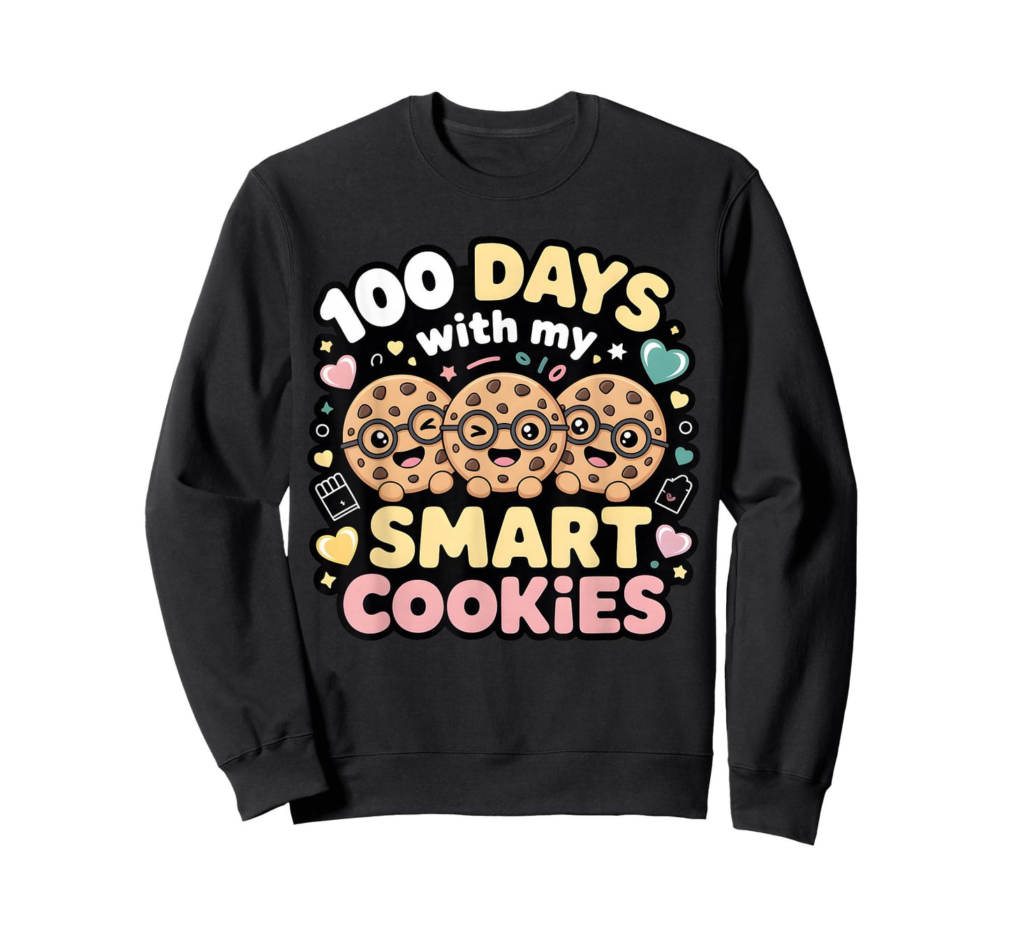 Retro Teacher Smart Cookies 100 Days of School for Women Men T-Shirt